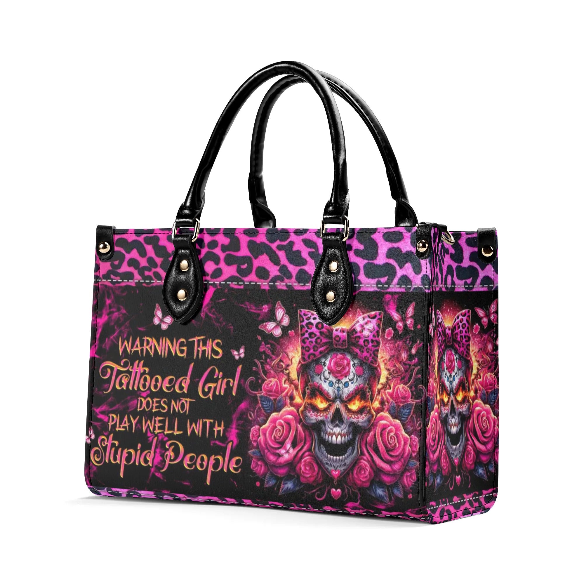 WARNING THIS TATTOOED GIRL LEATHER HANDBAG - TLNZ2805244