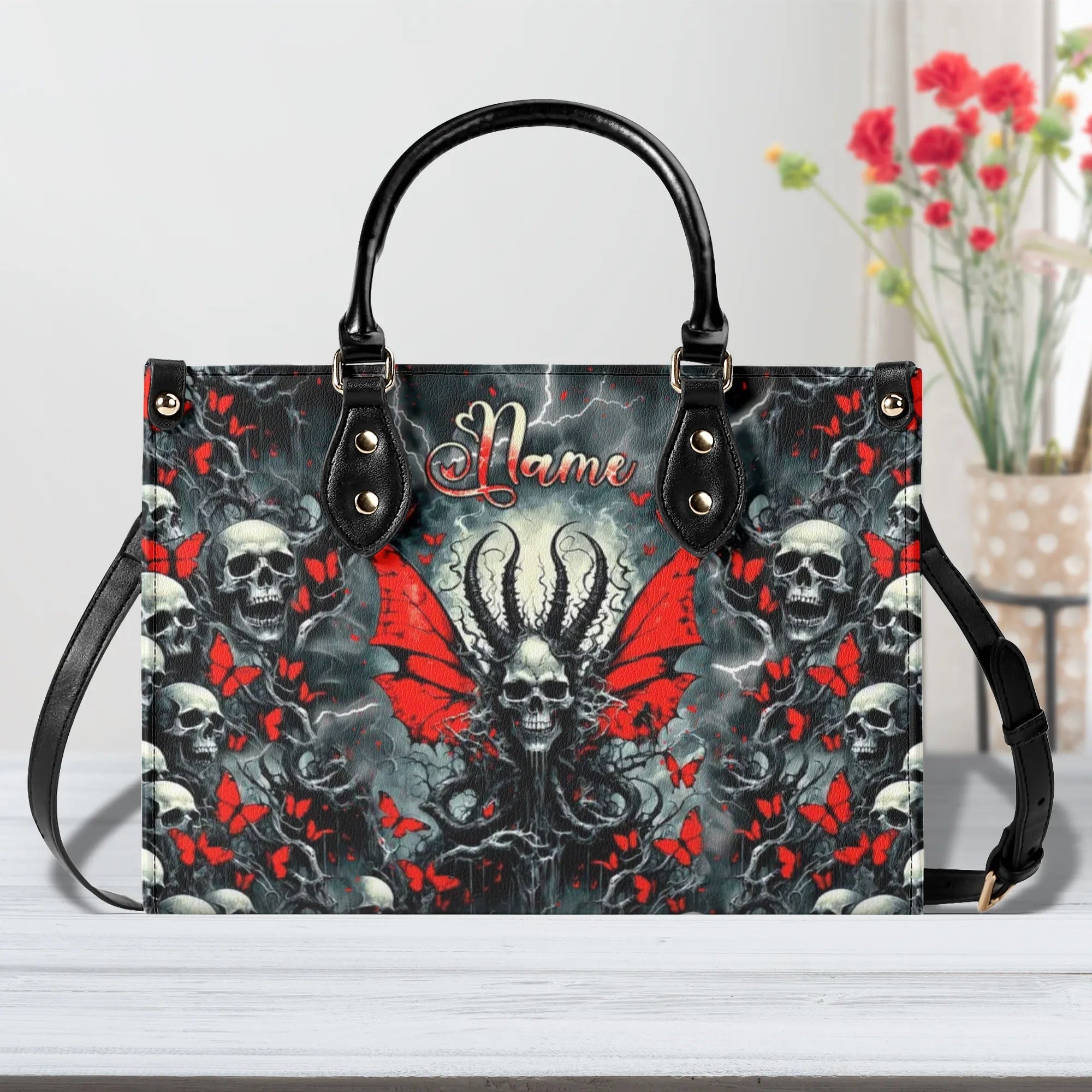 DEMON FAIRY SKULL LEATHER HANDBAG  - TLNT0410244