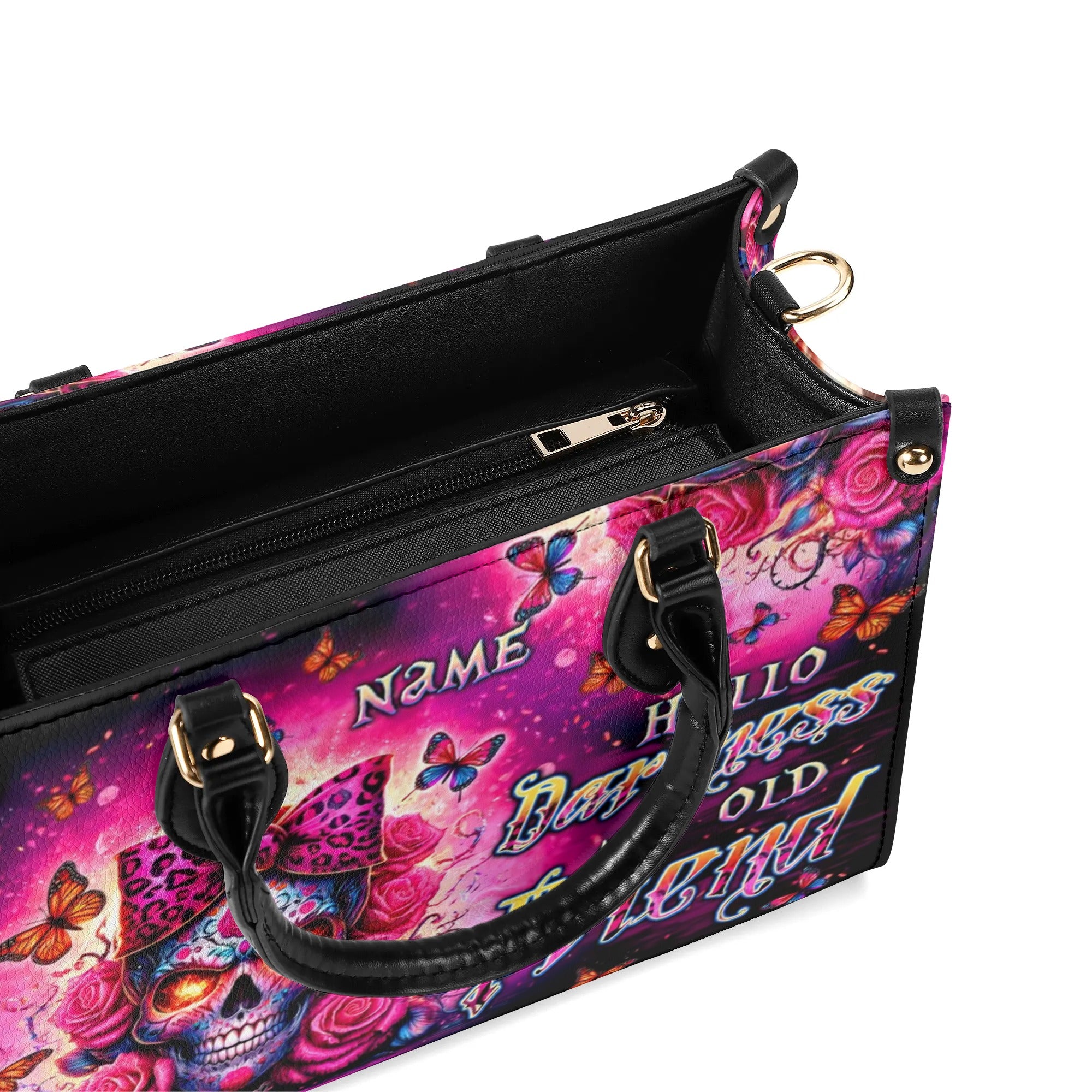 HELLO DARKNESS MY OLD FRIEND SUGAR SKULL LEATHER HANDBAG - TLTW0306241