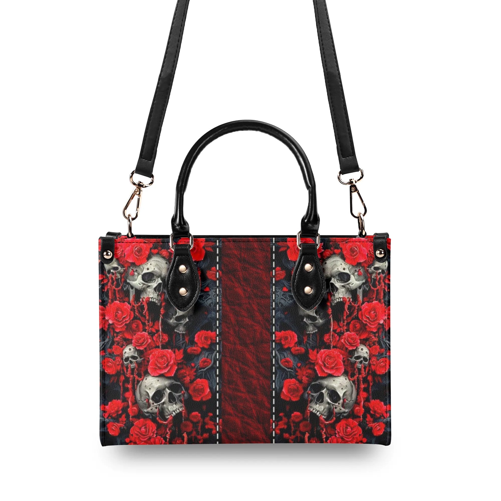 SKULL ROSES LEATHER HANDBAG - TLNZ3009243