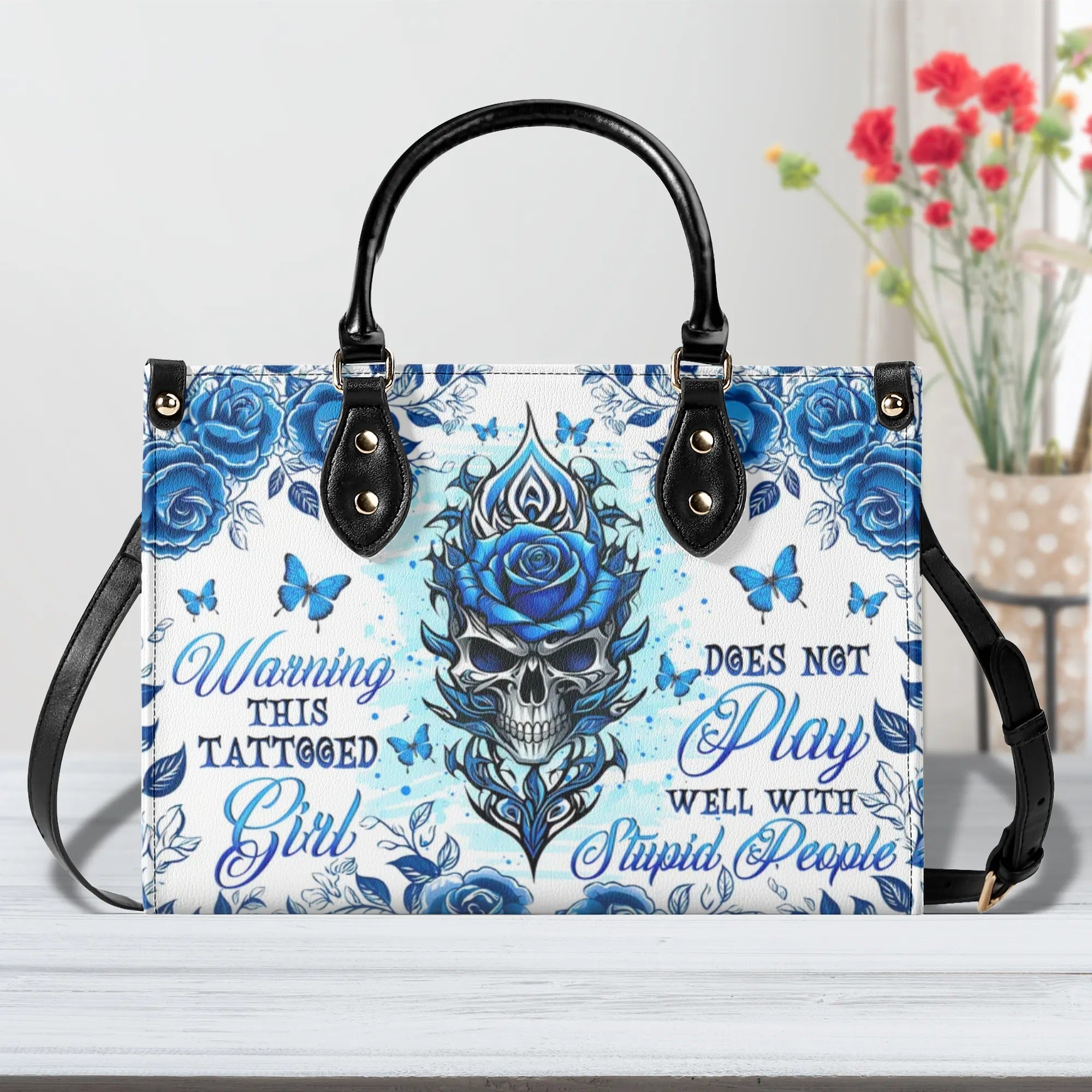 WARNING THIS TATTOOED GIRL LEATHER HANDBAG   - TLNO0210248