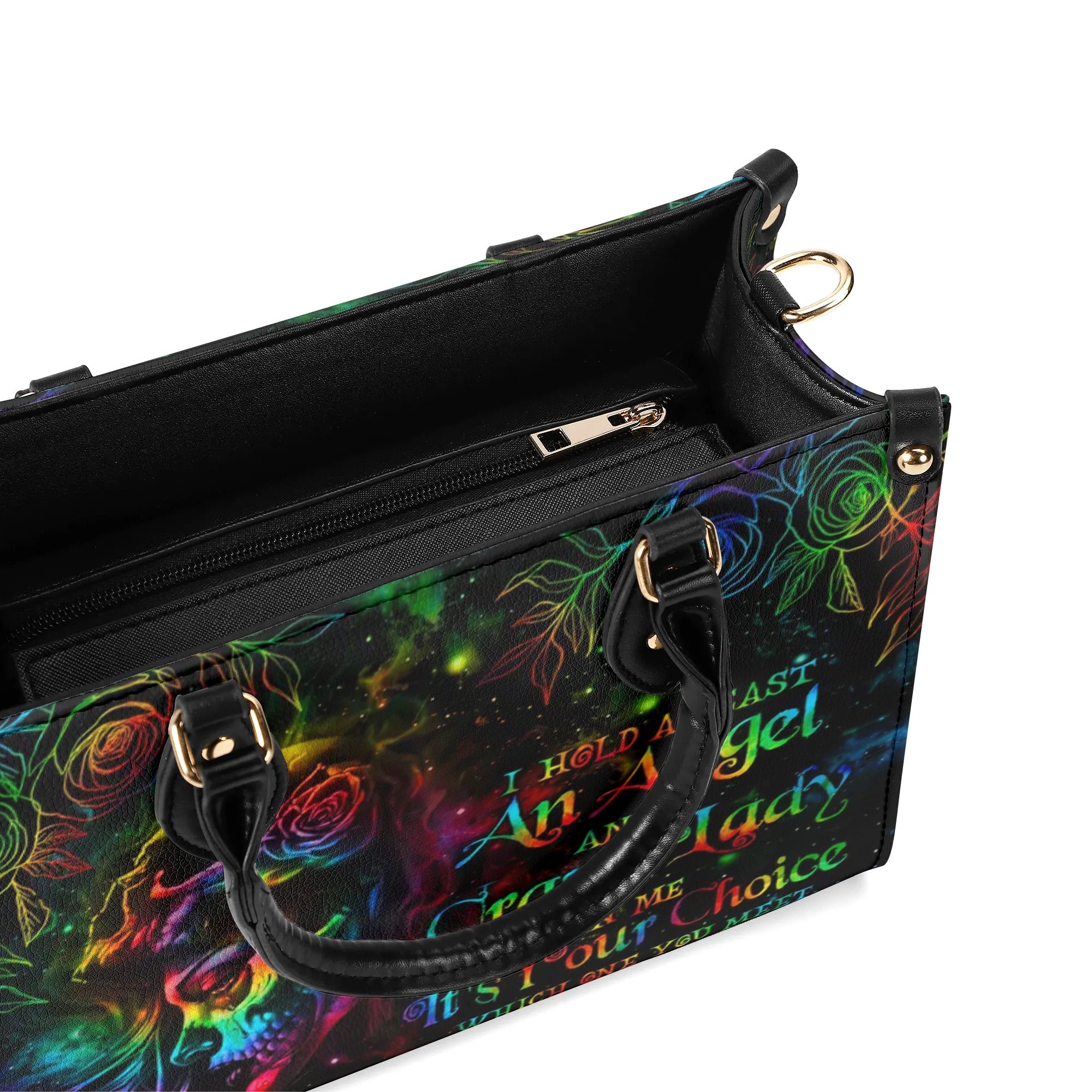 I HOLD A BEAST AN ANGEL SKULL GIRL TIE DYE LEATHER HANDBAG - TLNO2606242