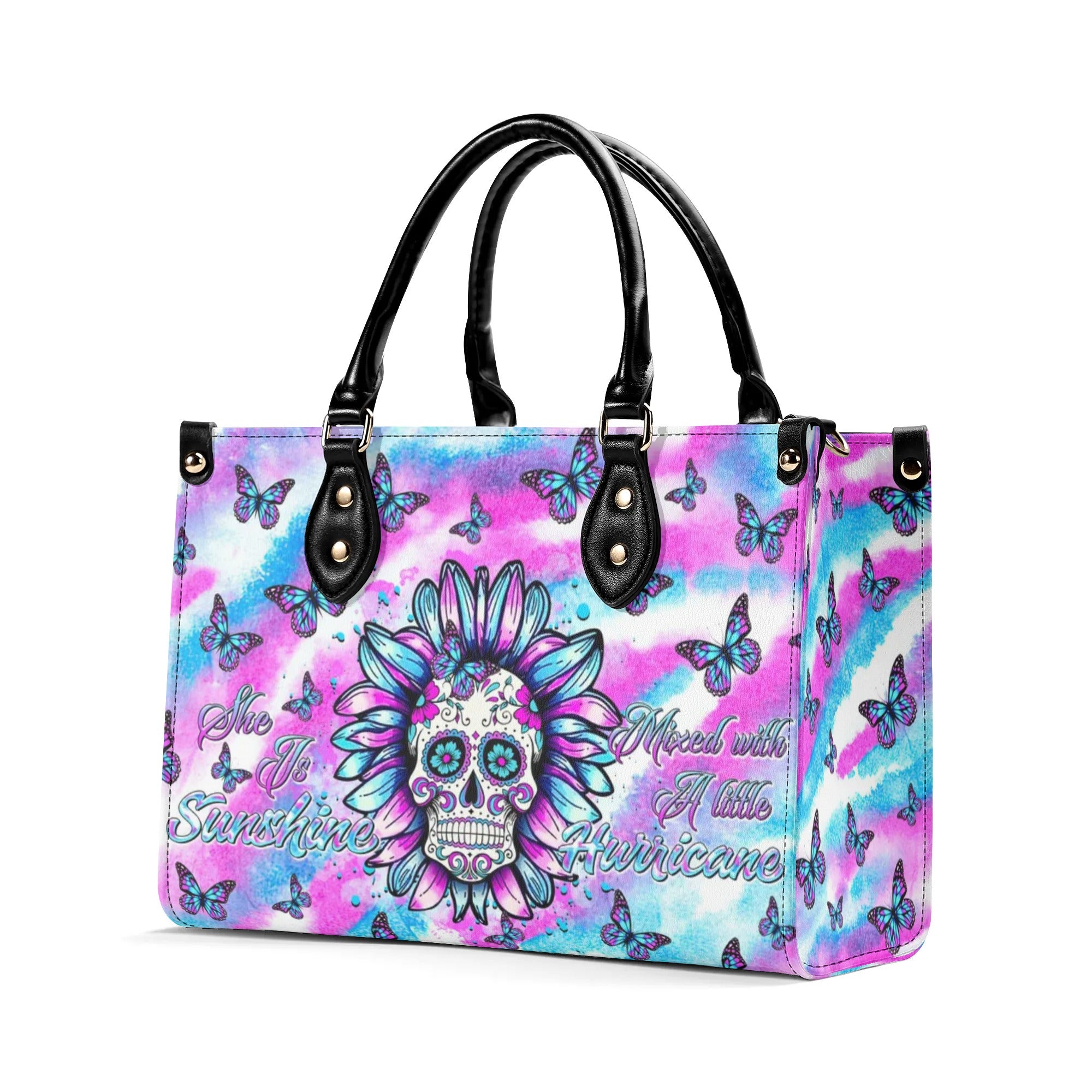 SHE IS SUNSHINE TIE DYE SUGAR SKULL LEATHER HANDBAG - TLTR2407244