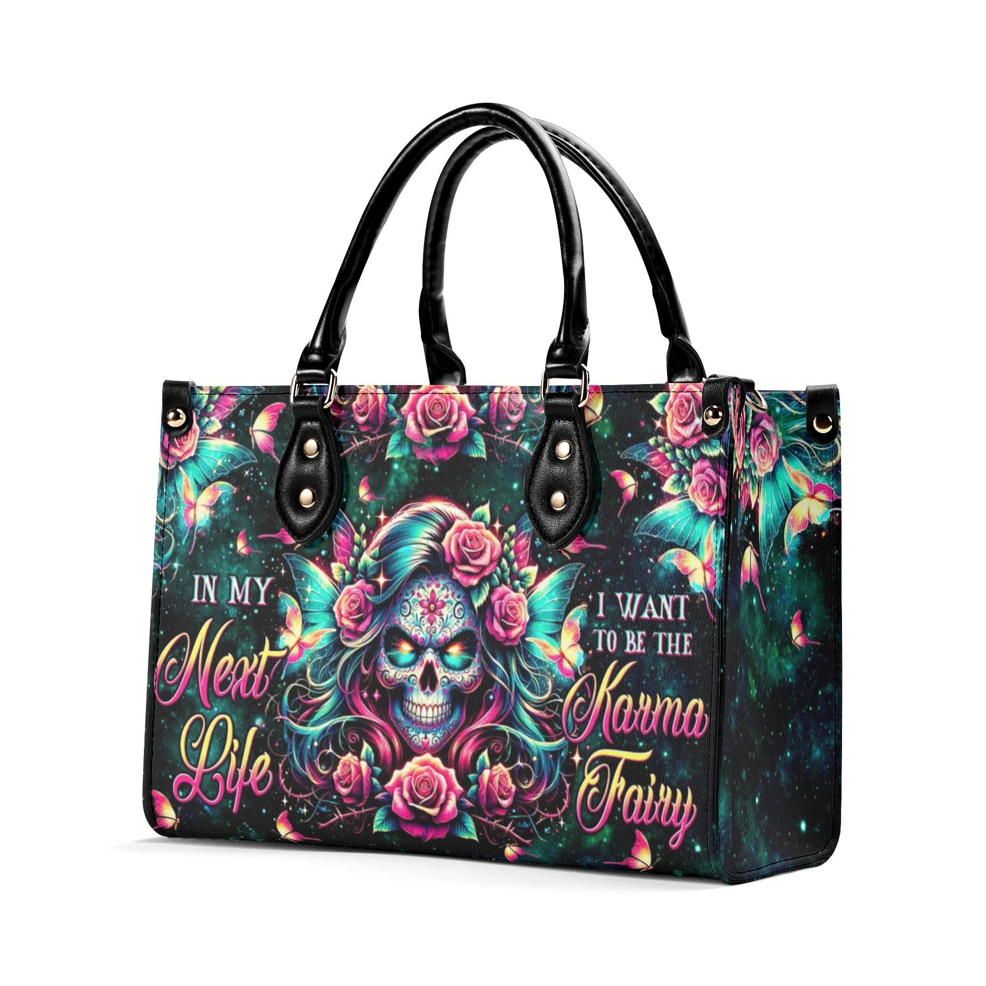 KARMA FAIRY SKELETON SKULL LEATHER HANDBAG - TLTW1806244