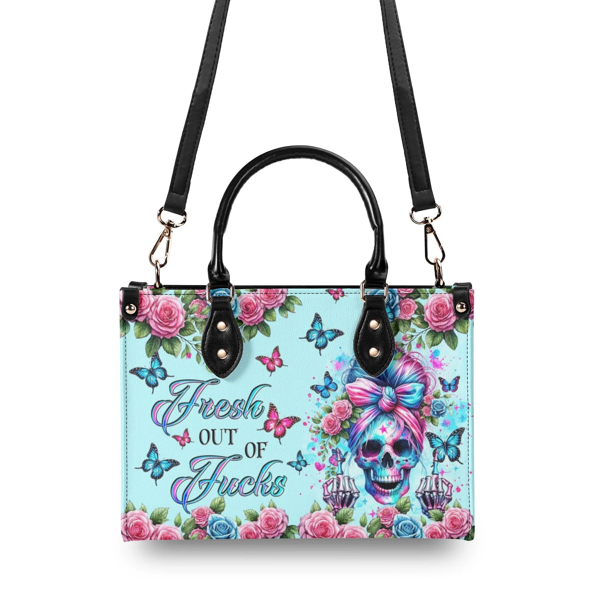 FRESH OUT OF F MESSY BUN SKULL LEATHER HANDBAG - TLTR1408243