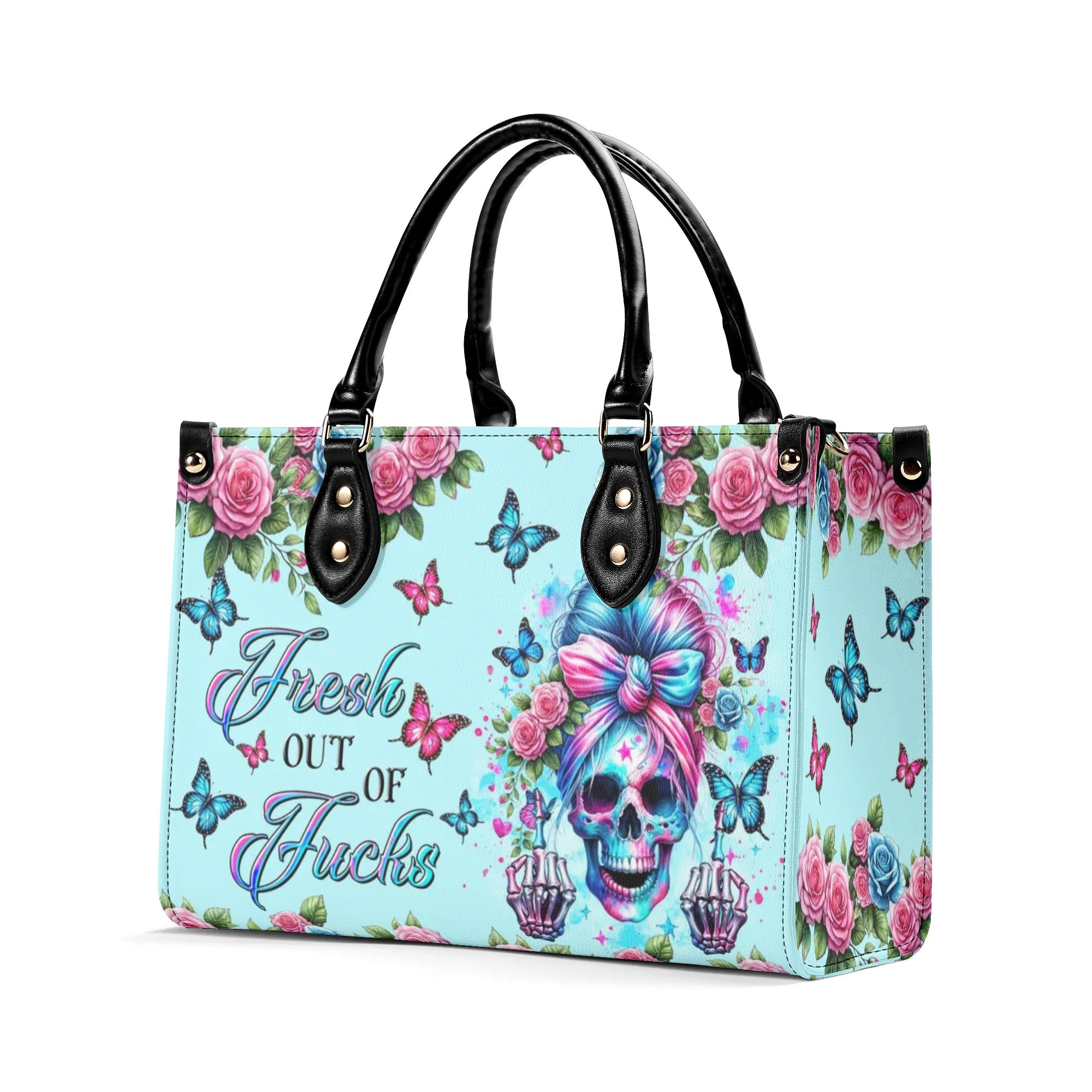 FRESH OUT OF F MESSY BUN SKULL LEATHER HANDBAG - TLTR1408243