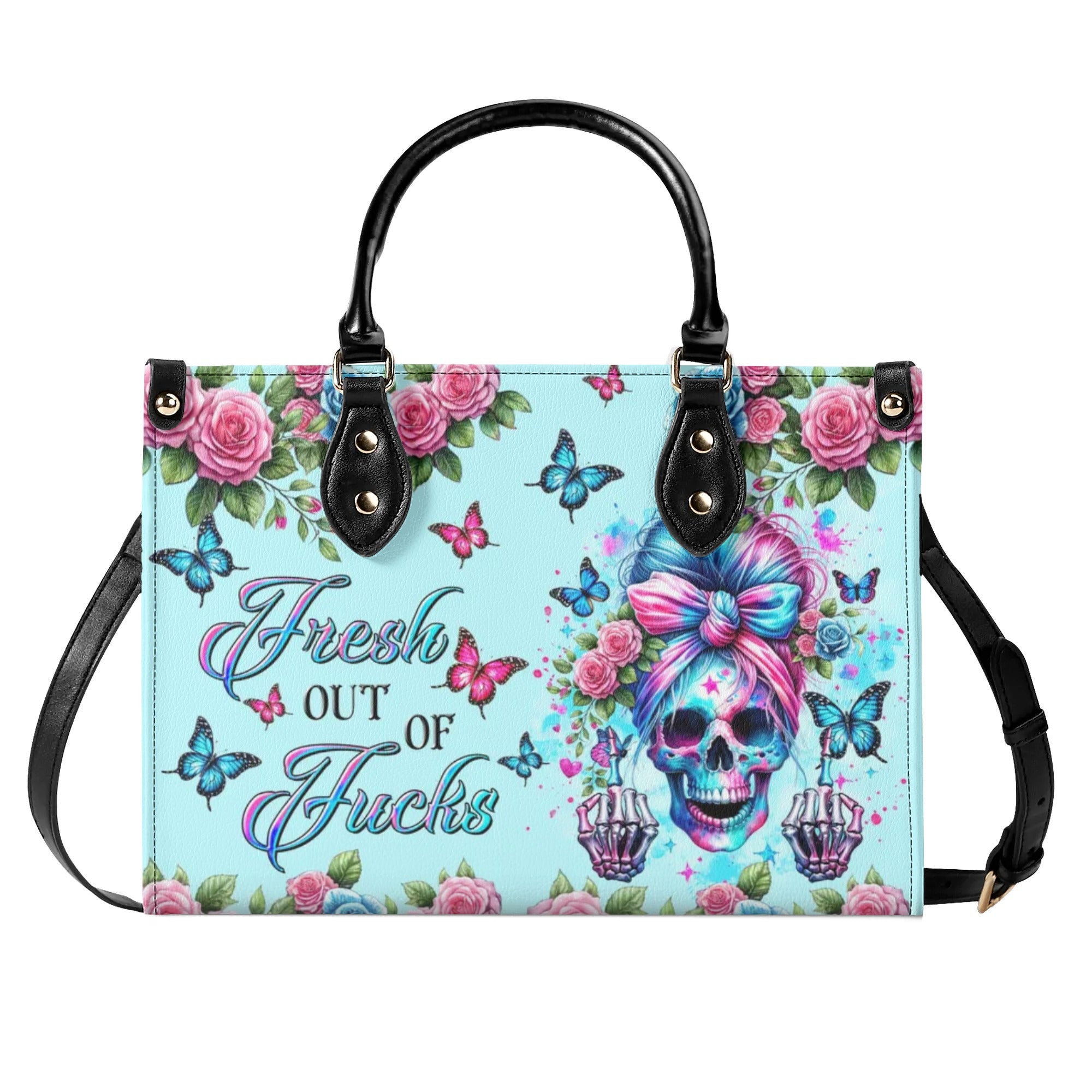 FRESH OUT OF F MESSY BUN SKULL LEATHER HANDBAG - TLTR1408243