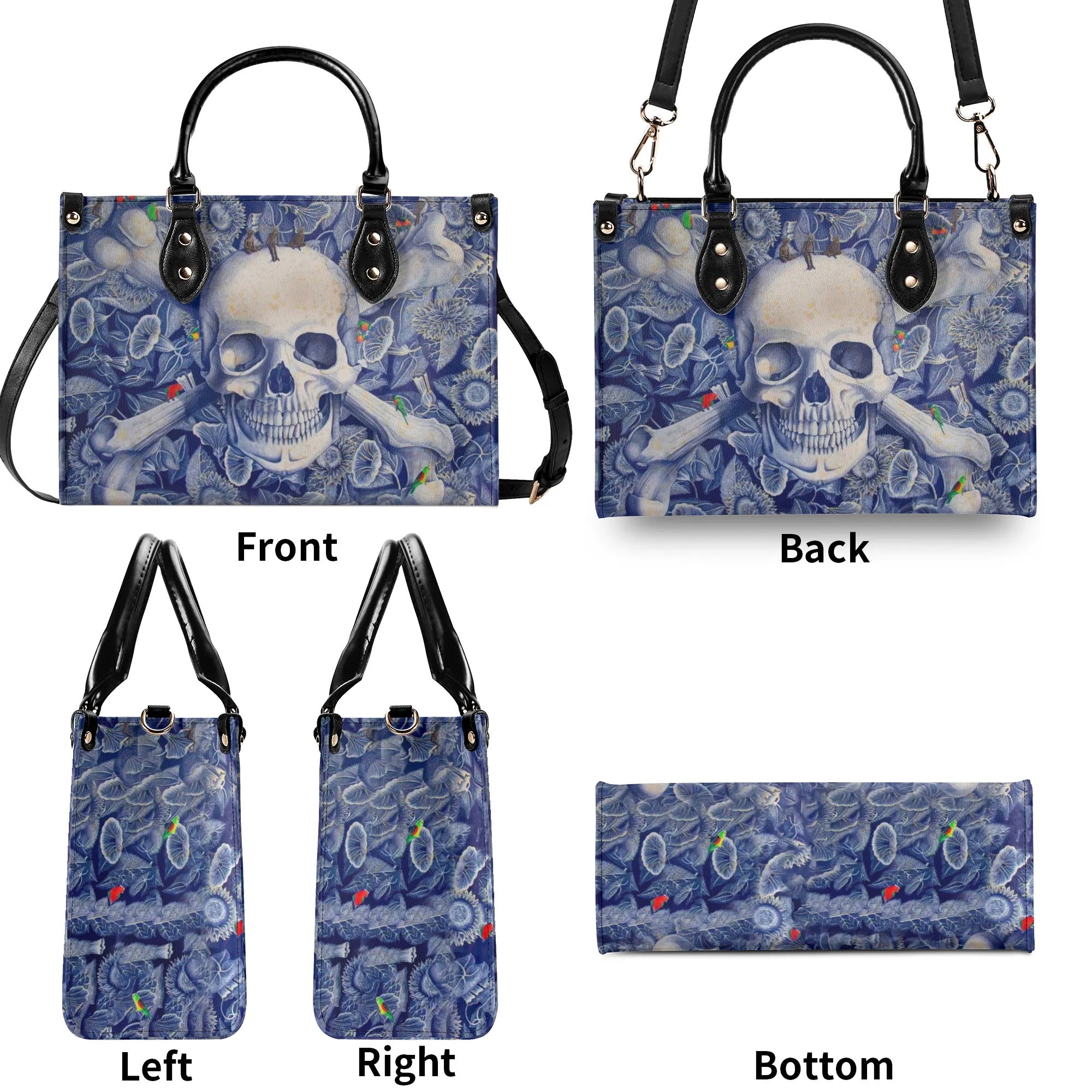 SKULL FLOWER LEATHER HANDBAG - YHHN2409244