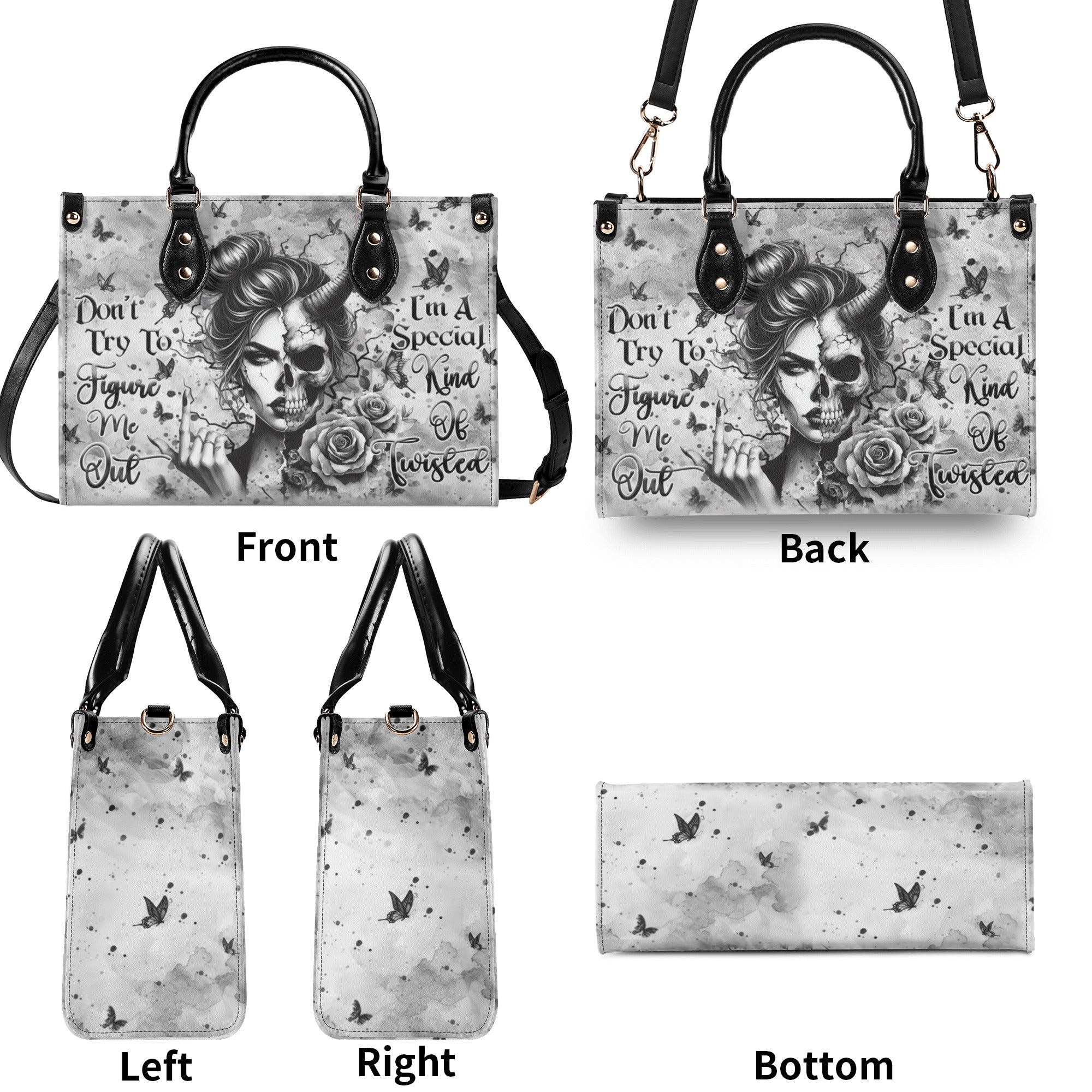 DON'T TRY TO FIGURE ME OUT SKULL LADY LEATHER HANDBAG - YHHN0411244