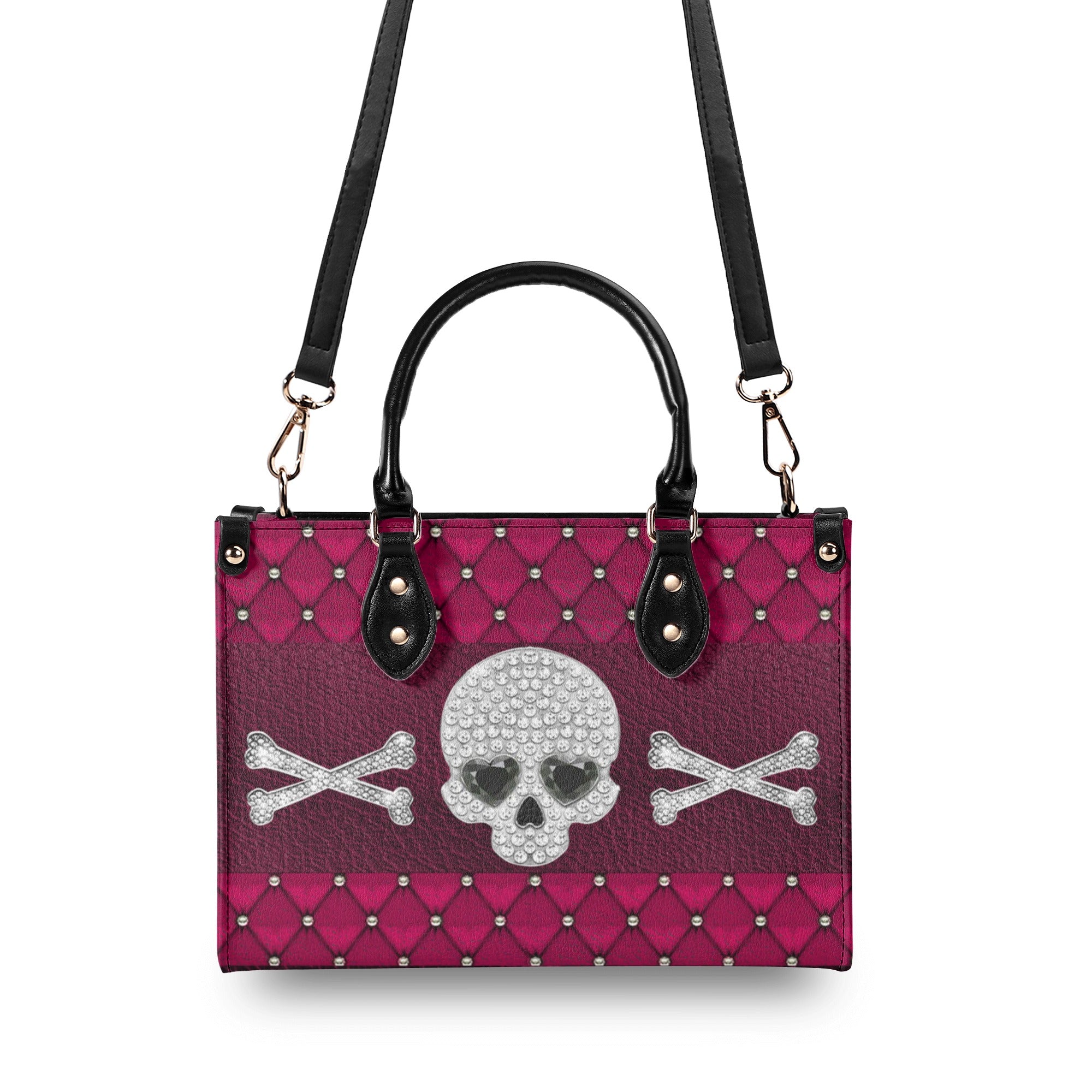 PINK DIAMOND SKULL LEATHER HANDBAG - YHHN2110244