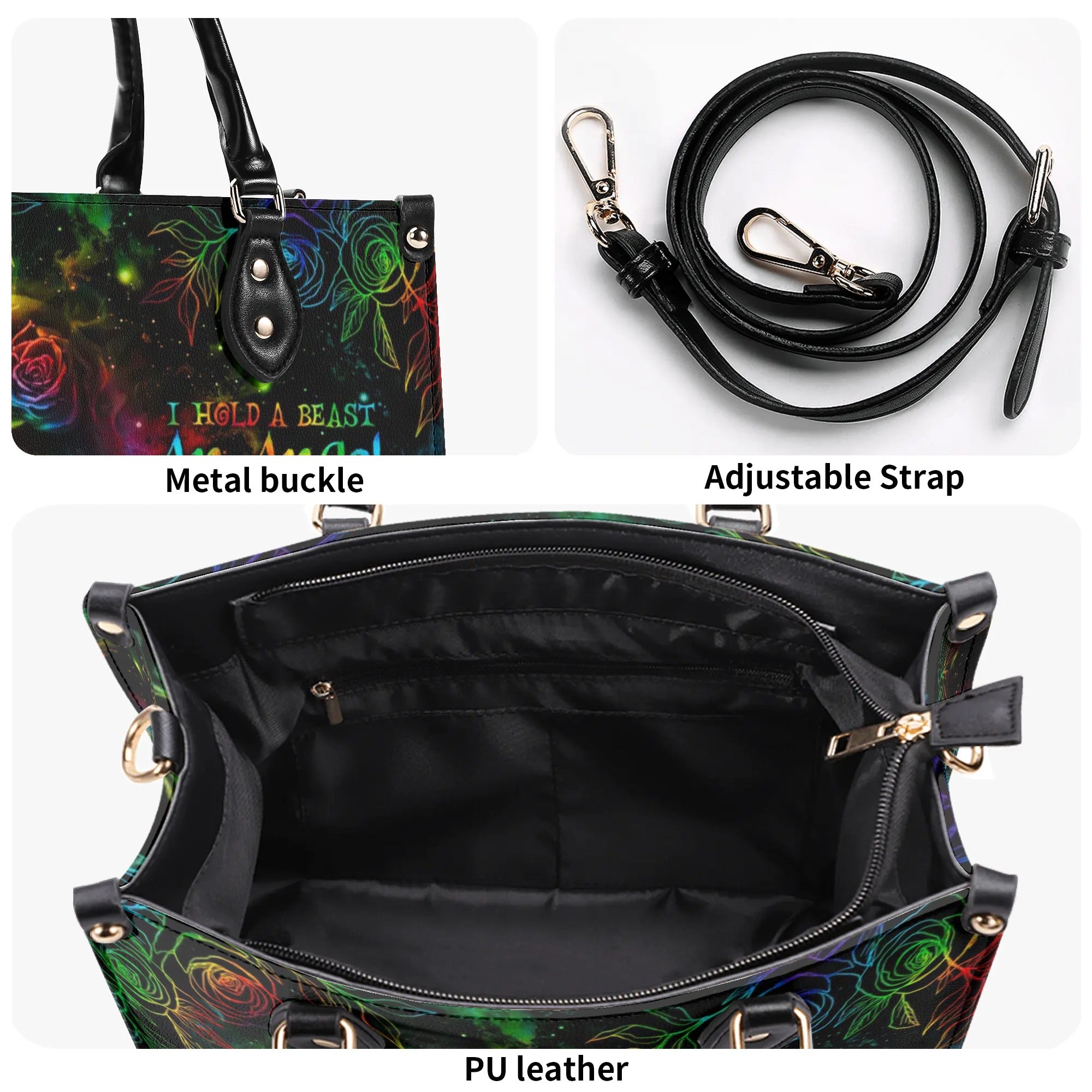 I HOLD A BEAST AN ANGEL SKULL GIRL TIE DYE LEATHER HANDBAG - TLNO2606242