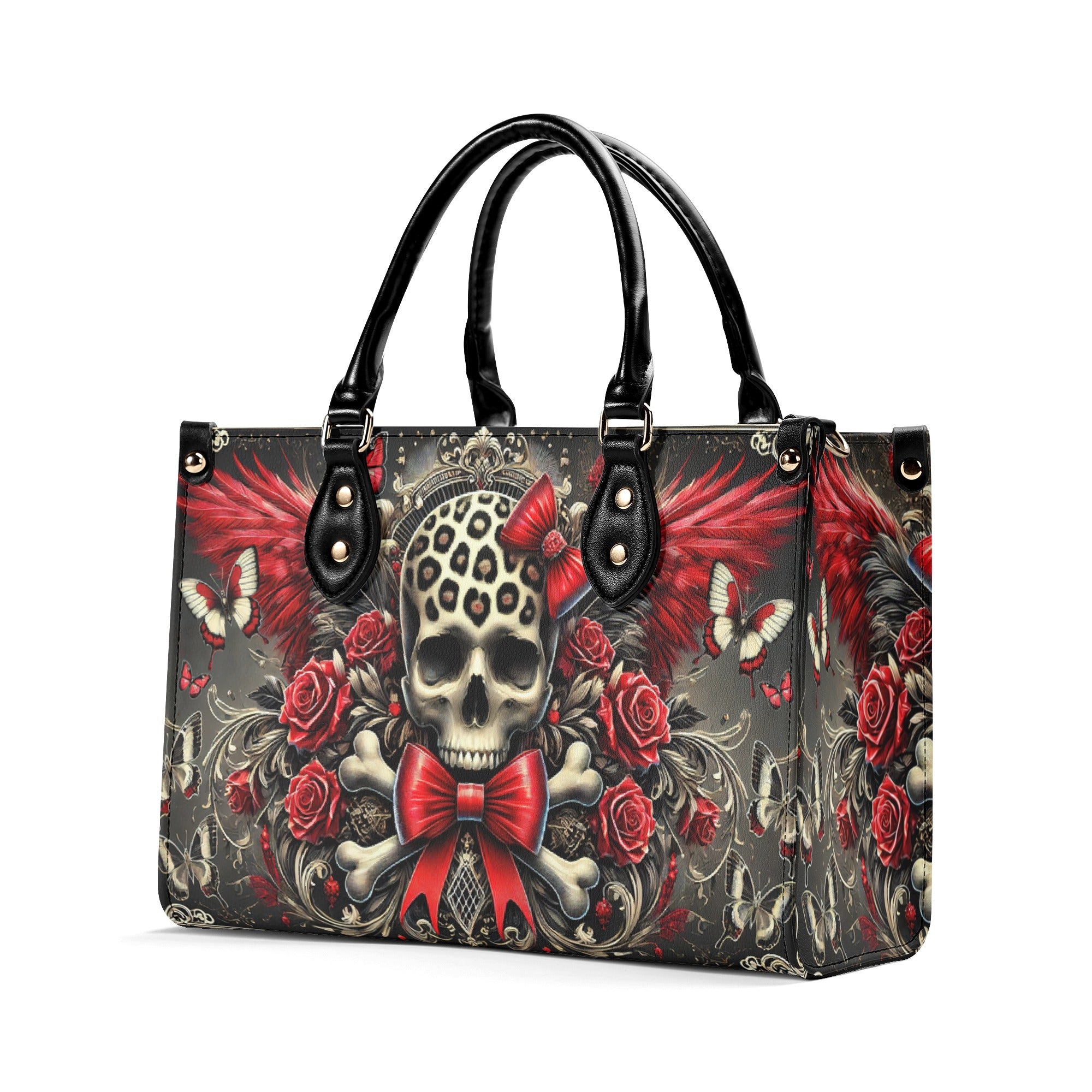 SKULL WITH WINGS LEATHER HANDBAG  - TLNO0503253