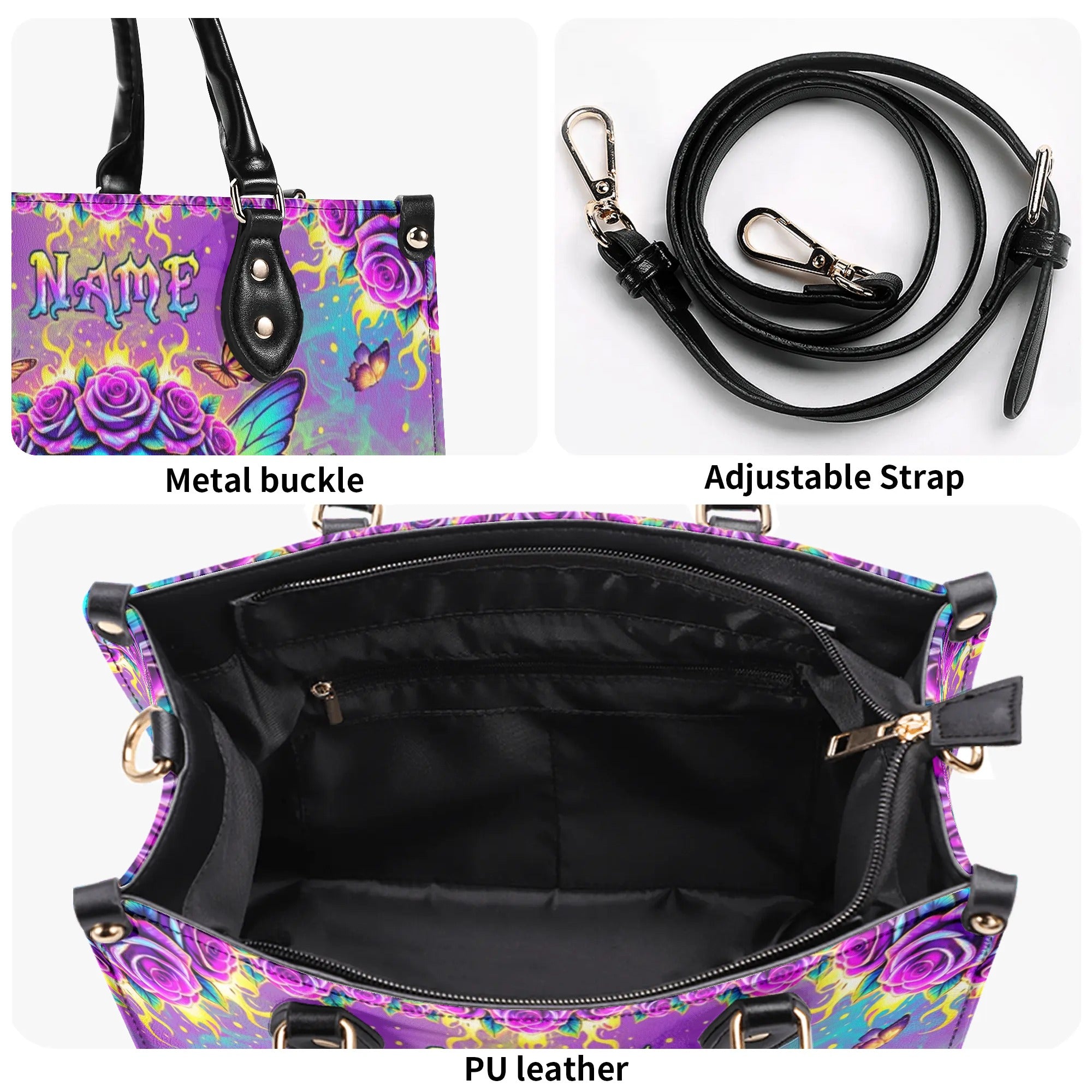 SKULL BUTTERFLY ART LEATHER HANDBAG - TLPQ1107245