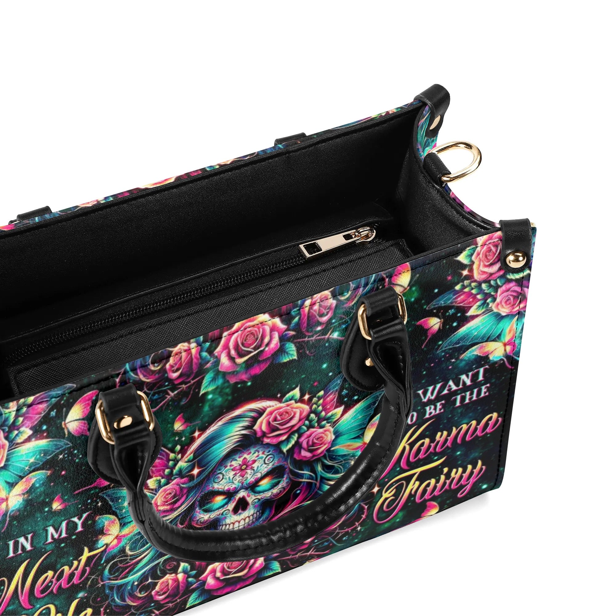 KARMA FAIRY SKELETON SKULL LEATHER HANDBAG - TLTW1806244