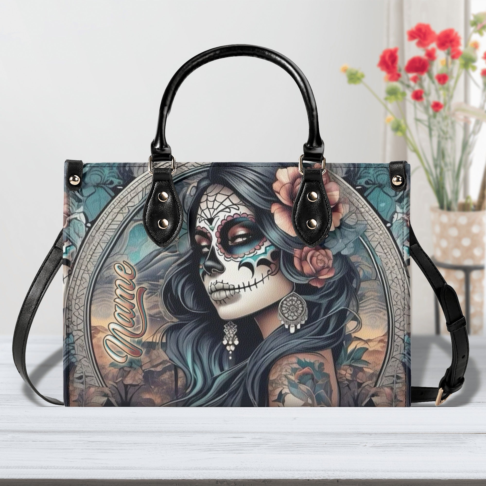 SUGAR SKULL LADY LEATHER HANDBAG - YHLN1912244