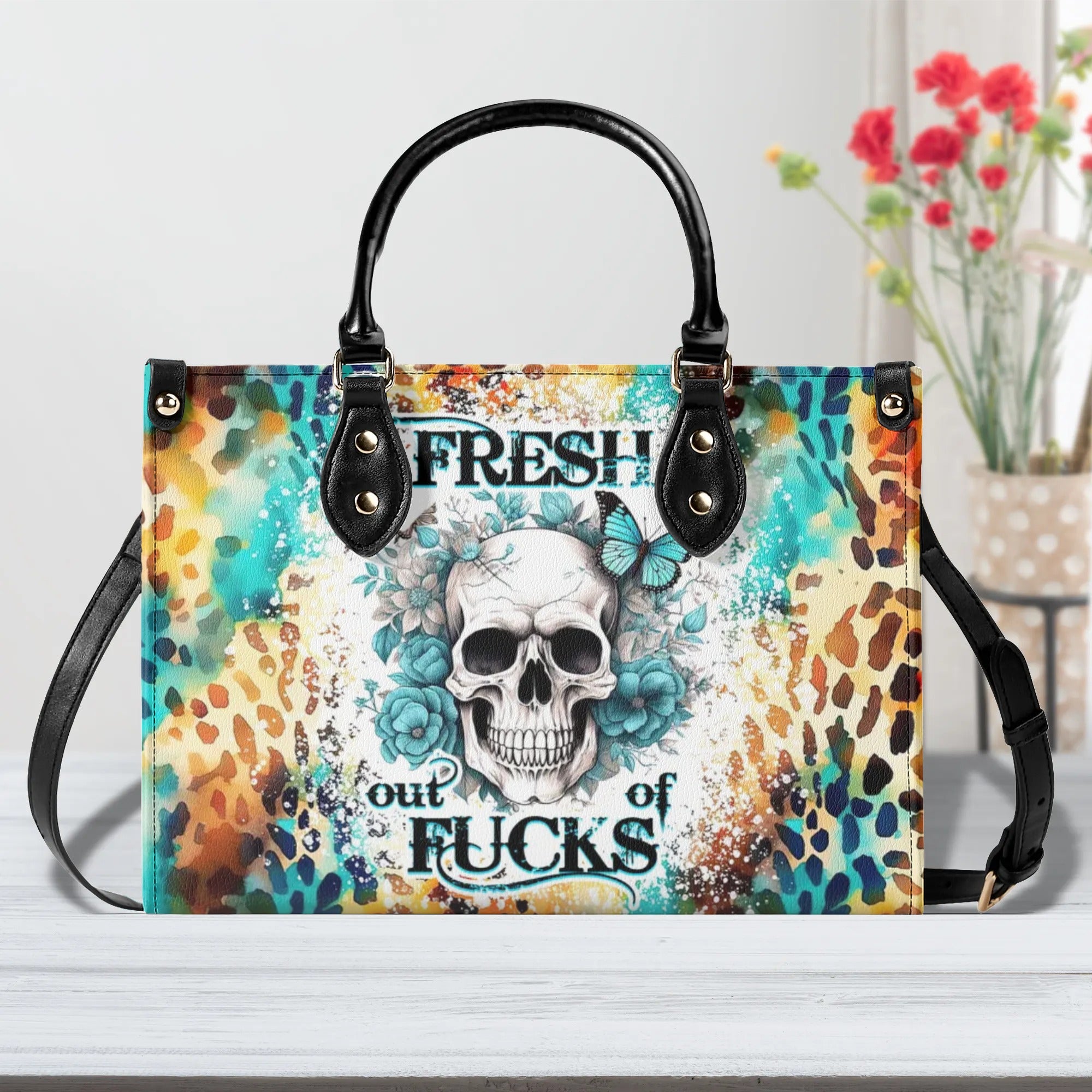 FRESH OUT OF F SKULL LEOPARD LEATHER HANDBAG - TLNZ1609243