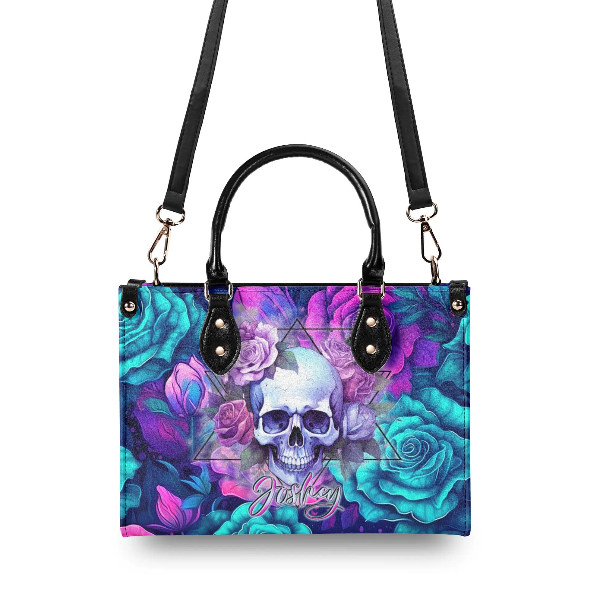 SKULL ROSES LEATHER HANDBAG - TLTR1210245