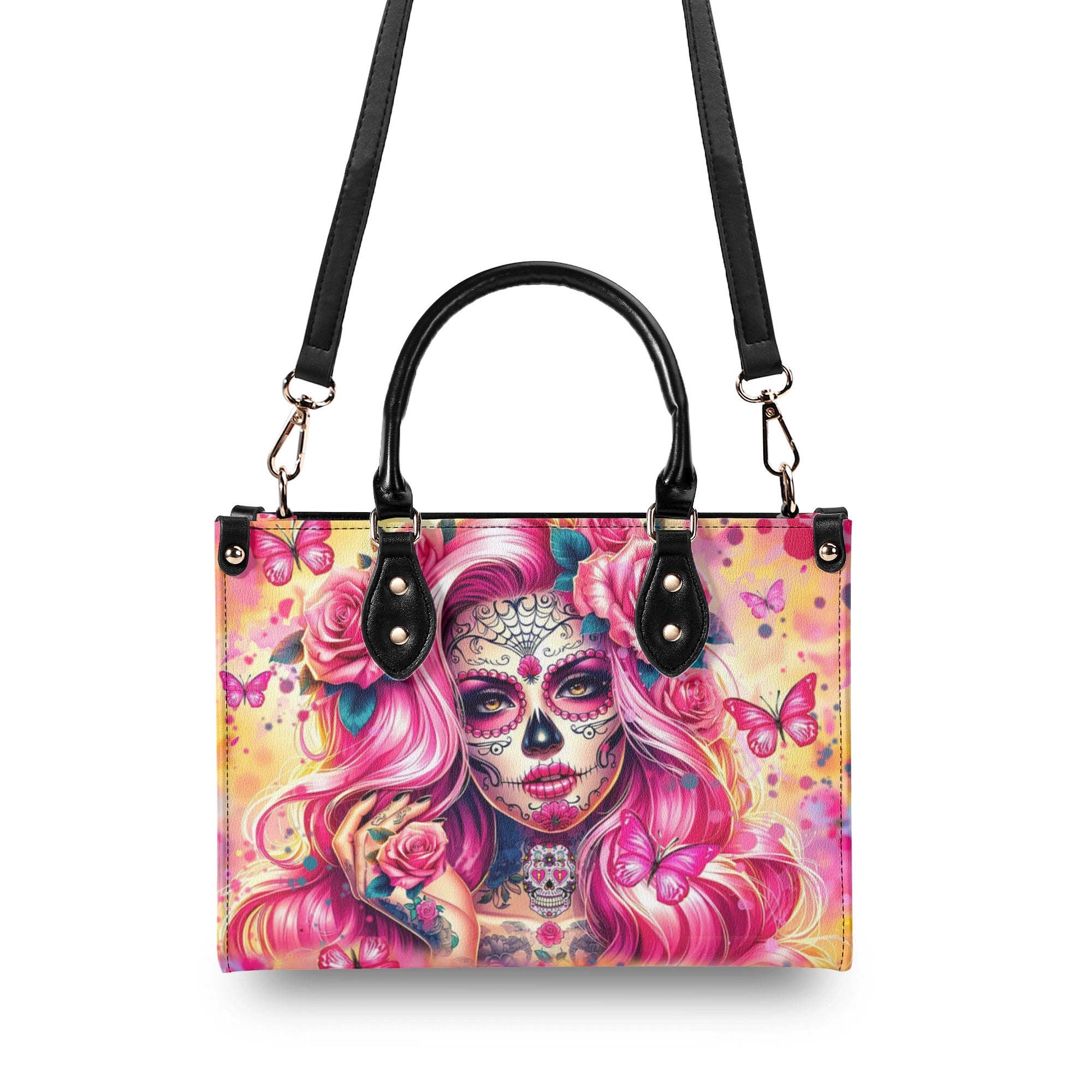 SUGAR SKULL LADY ROSES LEATHER HANDBAG - YHHN2011241