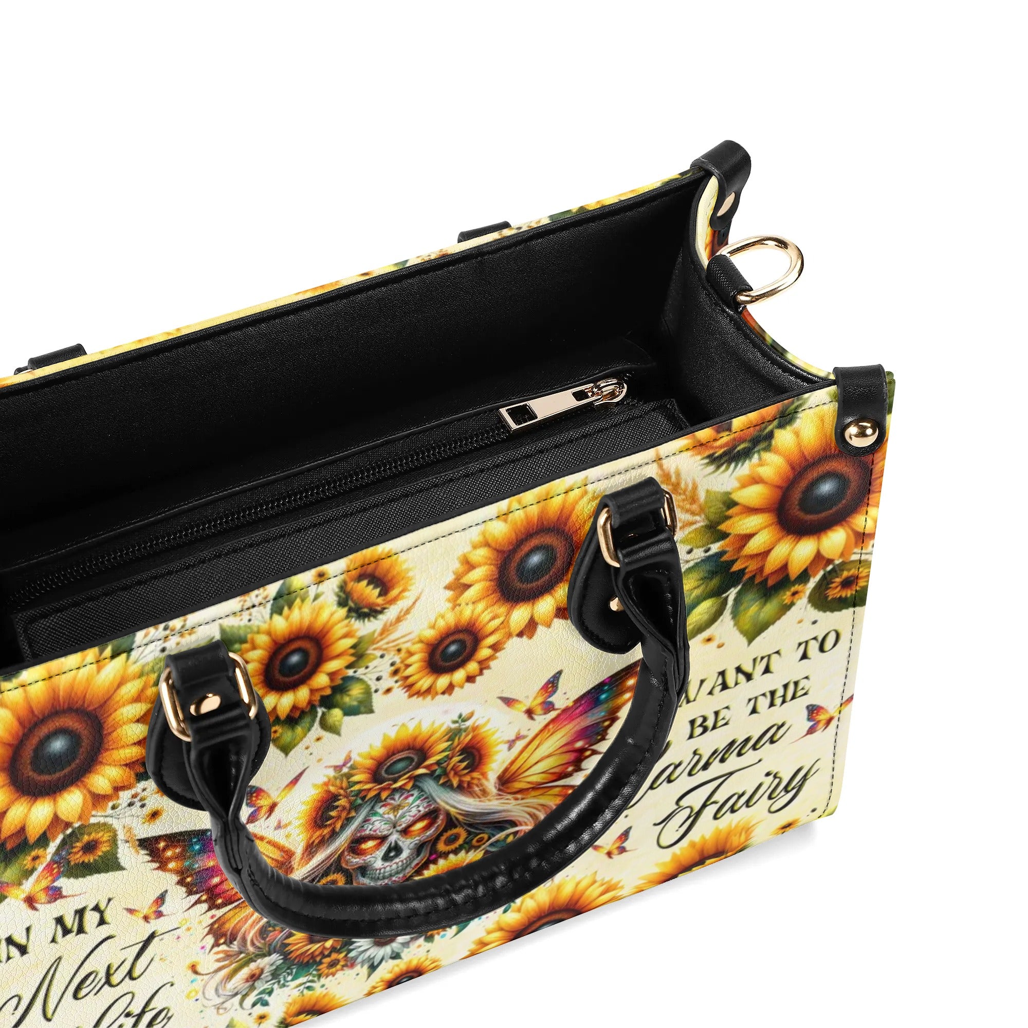 KARMA FAIRY SUGAR SKULL SUNFLOWER LEATHER HANDBAG - TLTR2106244