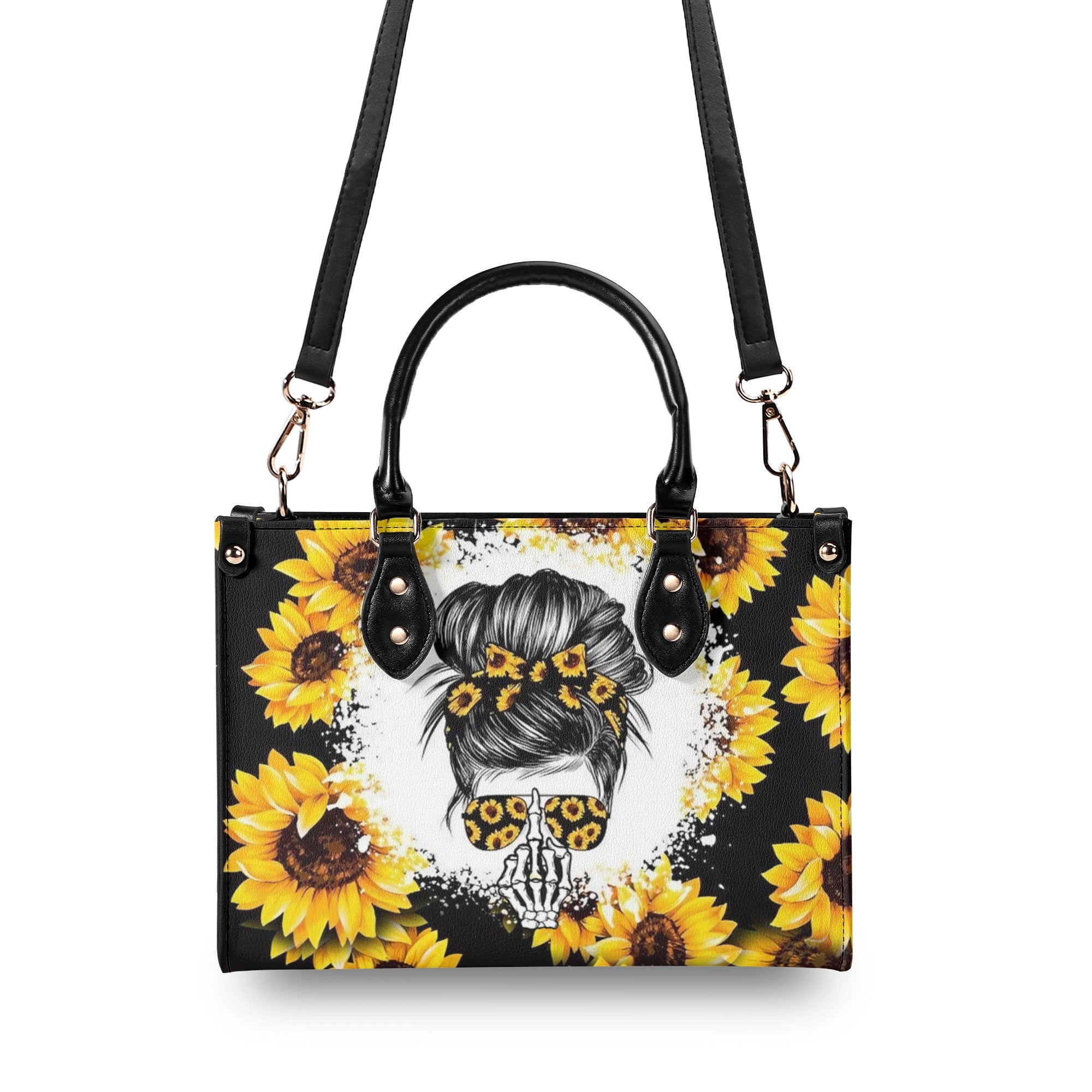 MESSYBUN SKULL SUNFLOWER LEATHER HANDBAG - YHLN2111244