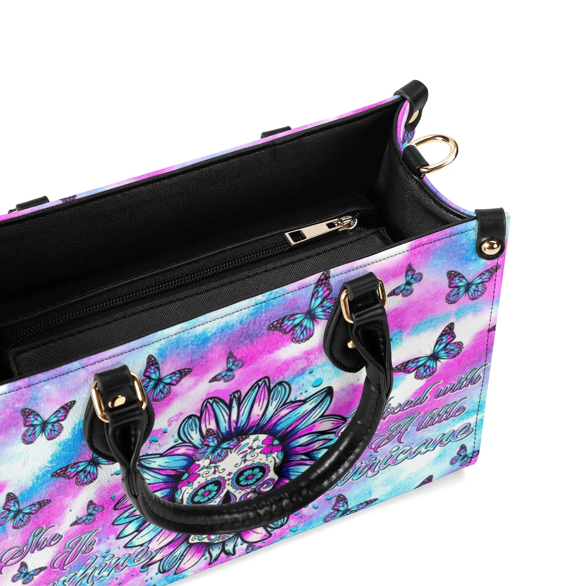 SHE IS SUNSHINE TIE DYE SUGAR SKULL LEATHER HANDBAG - TLTR2407244