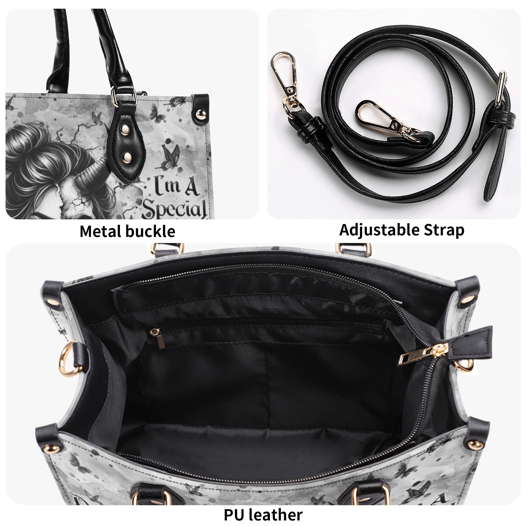 DON'T TRY TO FIGURE ME OUT SKULL LADY LEATHER HANDBAG - YHHN0411244