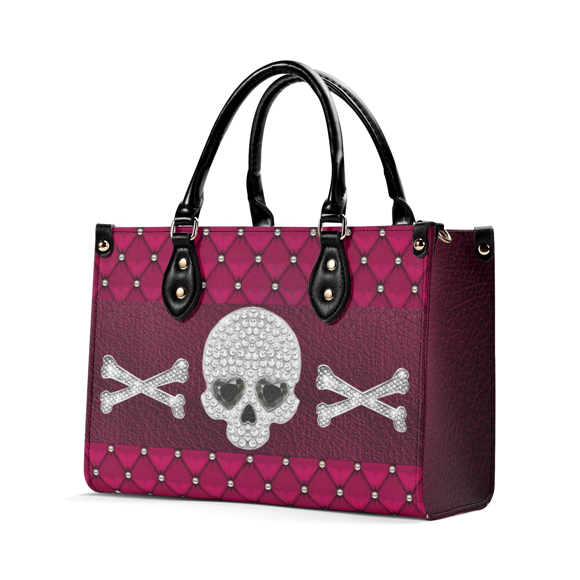 PINK DIAMOND SKULL LEATHER HANDBAG - YHHN2110244