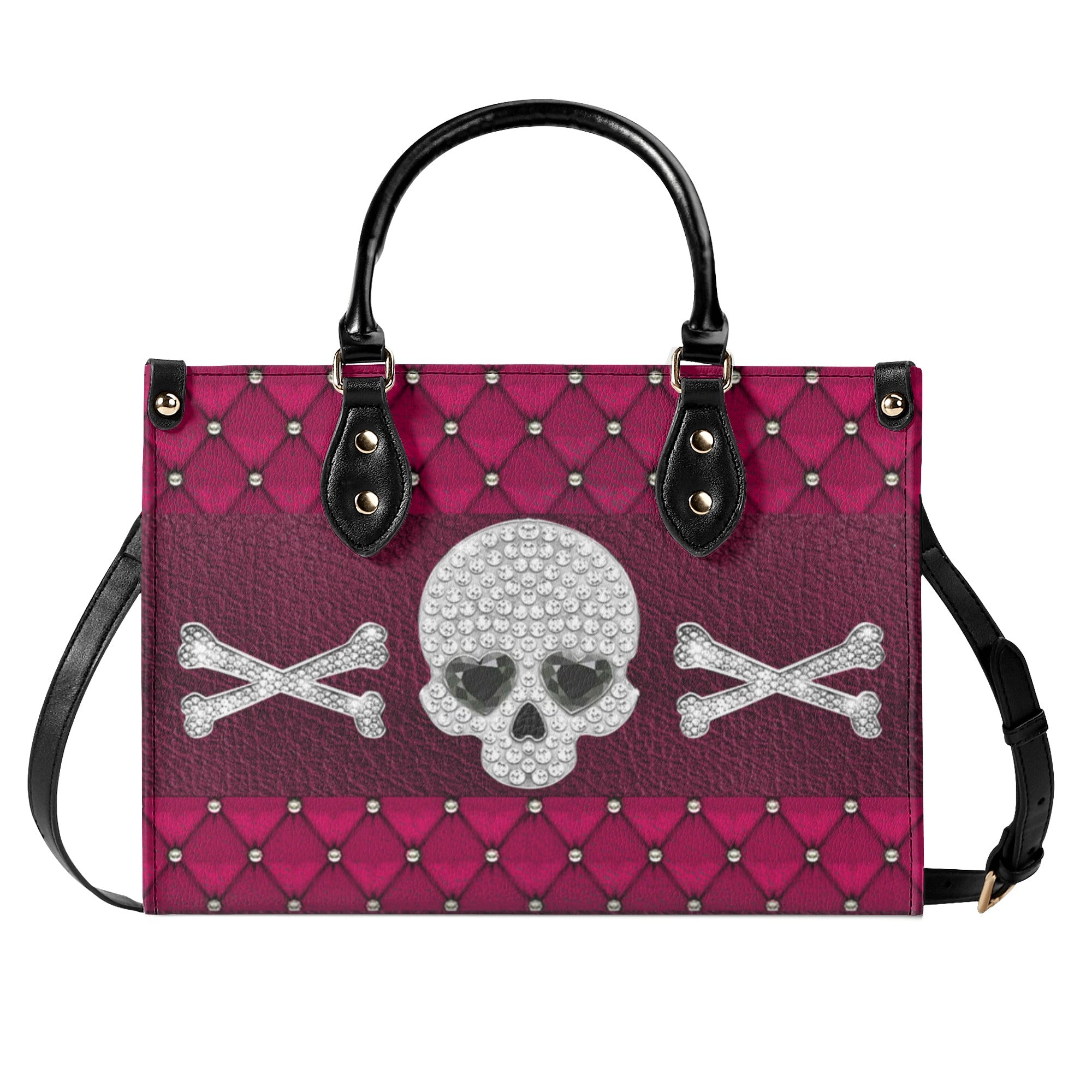 PINK DIAMOND SKULL LEATHER HANDBAG - YHHN2110244