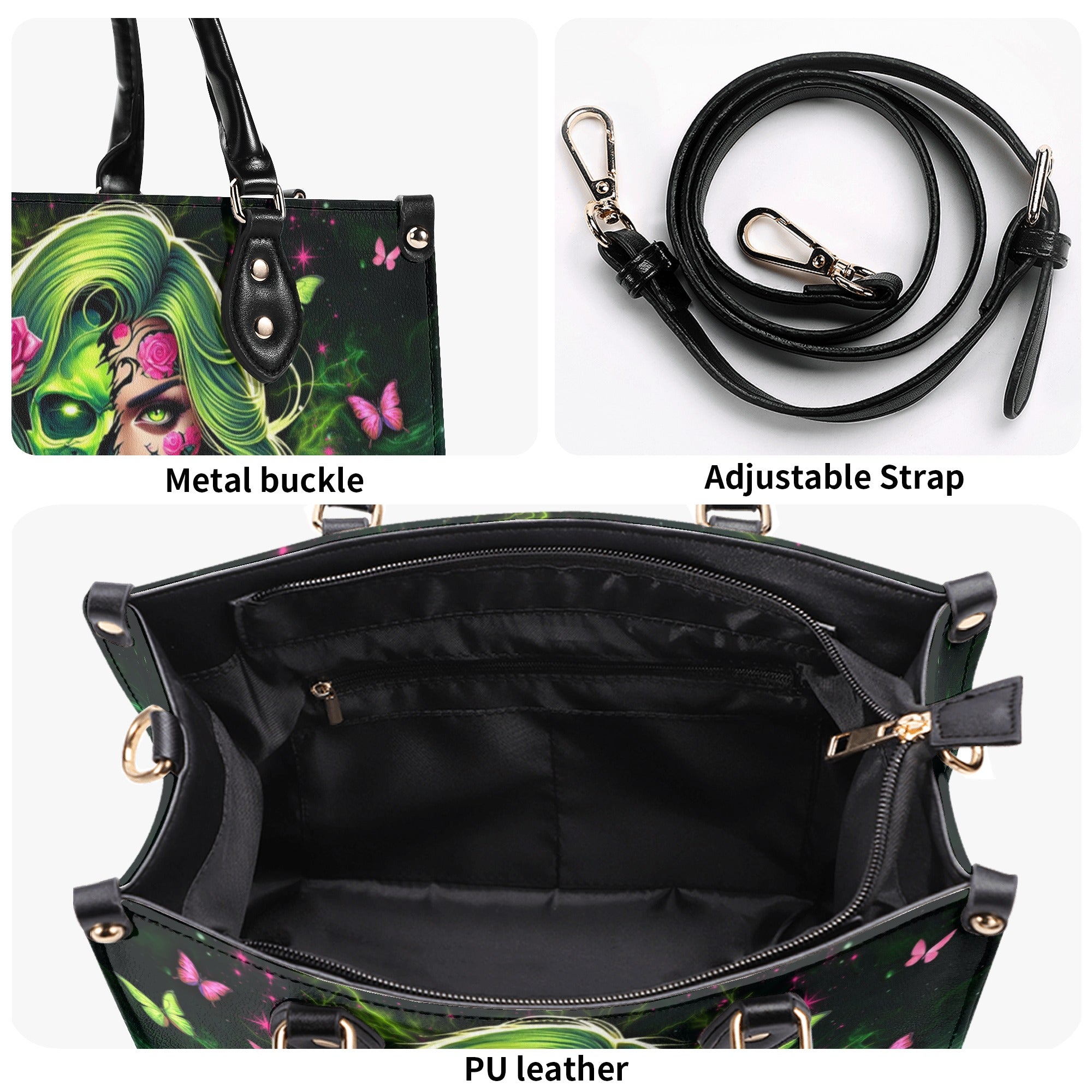 SKULL LADY ROSE LEATHER HANDBAG - YHLN1712245