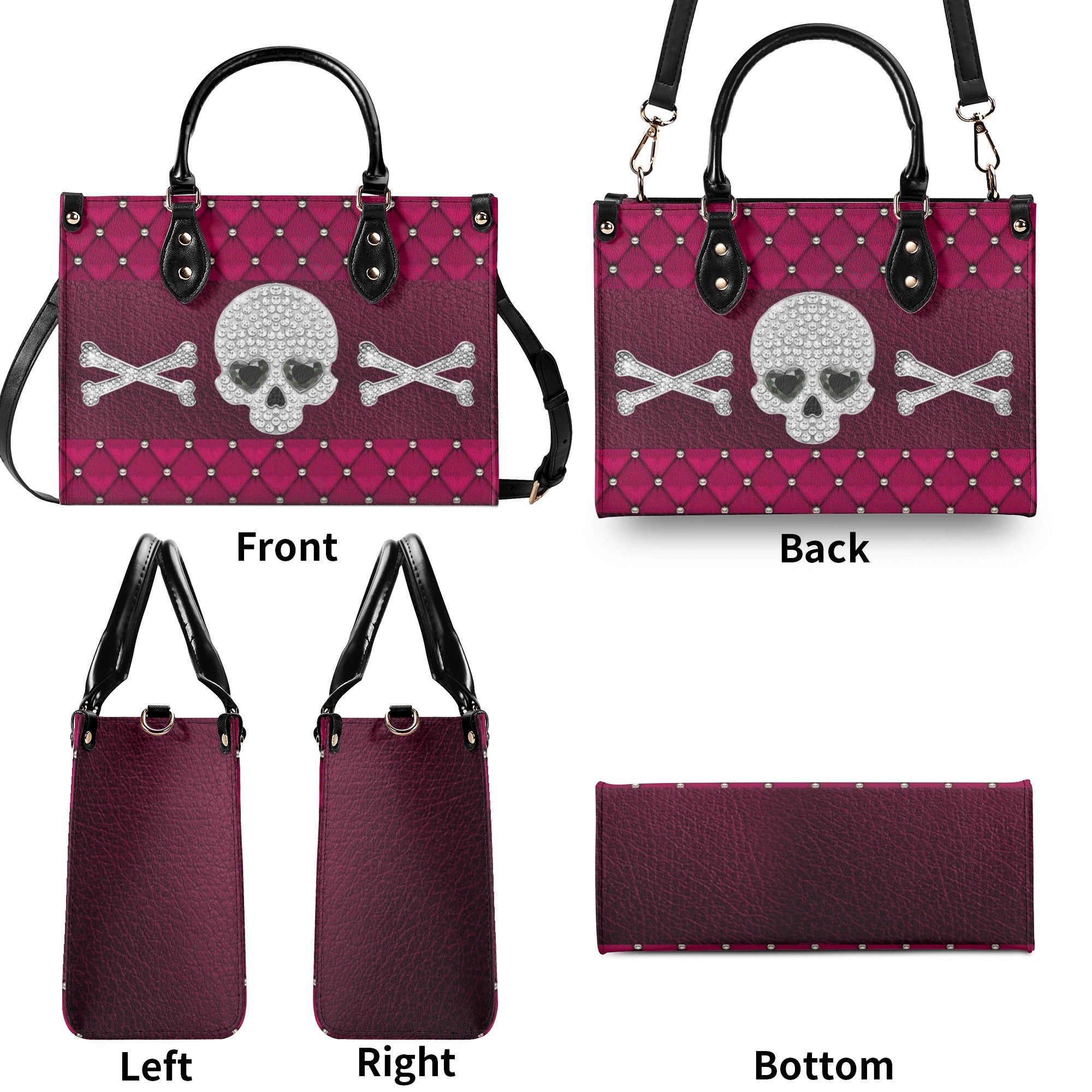 PINK DIAMOND SKULL LEATHER HANDBAG - YHHN2110244