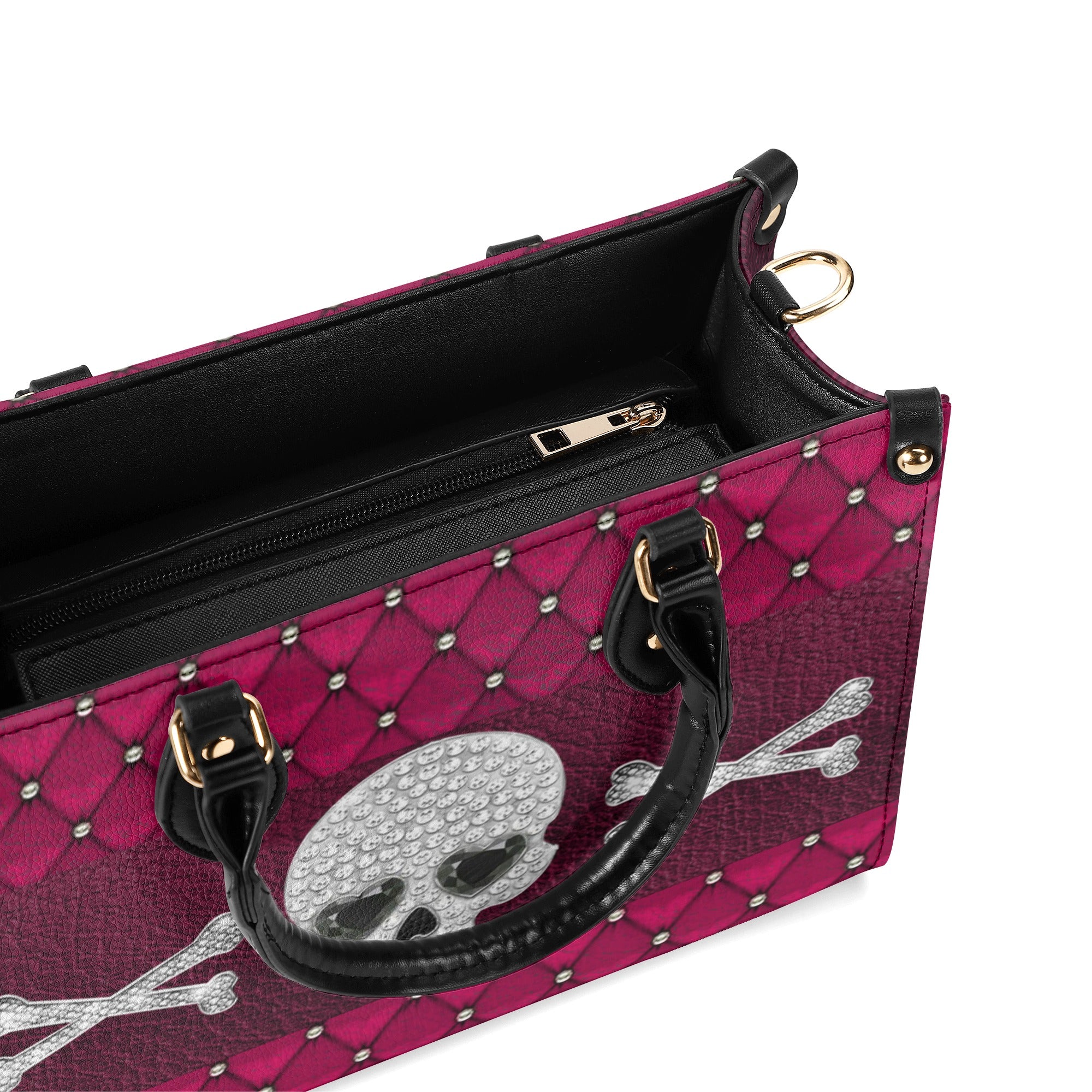 PINK DIAMOND SKULL LEATHER HANDBAG - YHHN2110244