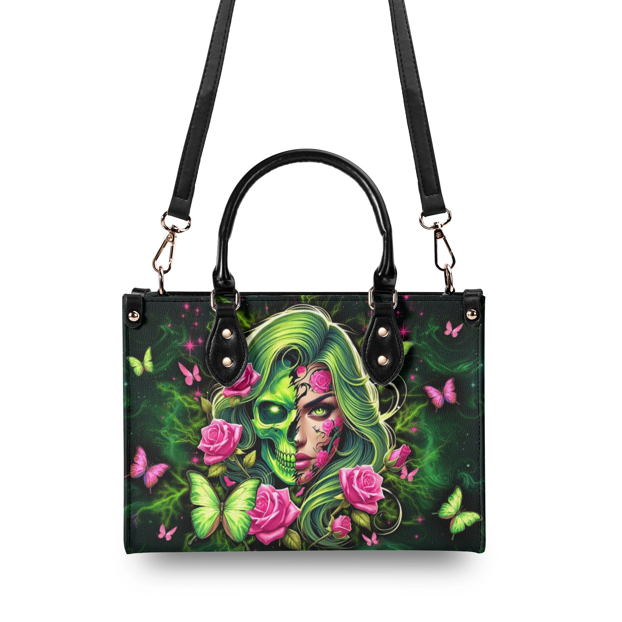 SKULL LADY ROSE LEATHER HANDBAG - YHLN1712245