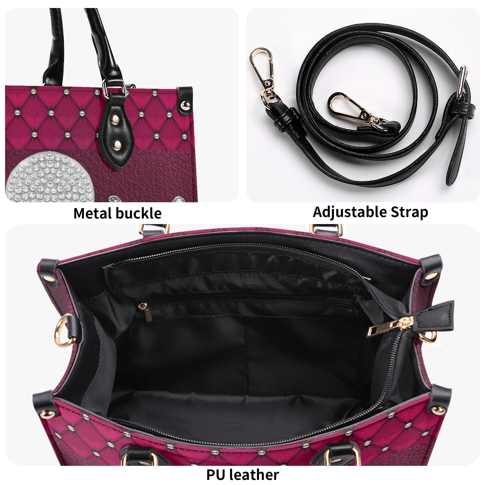 PINK DIAMOND SKULL LEATHER HANDBAG - YHHN2110244