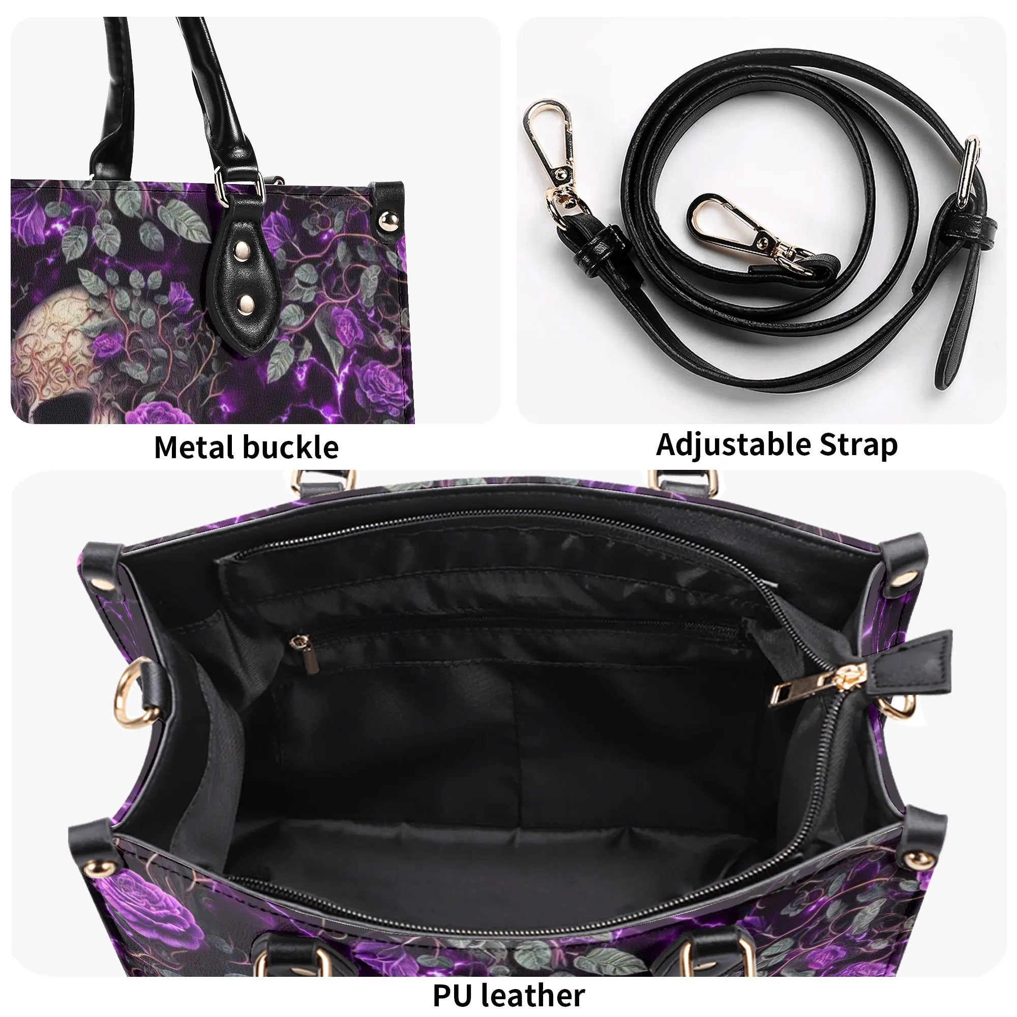 I AM THE STORM ROSE SKULL LEATHER HANDBAG - TLNO0606242