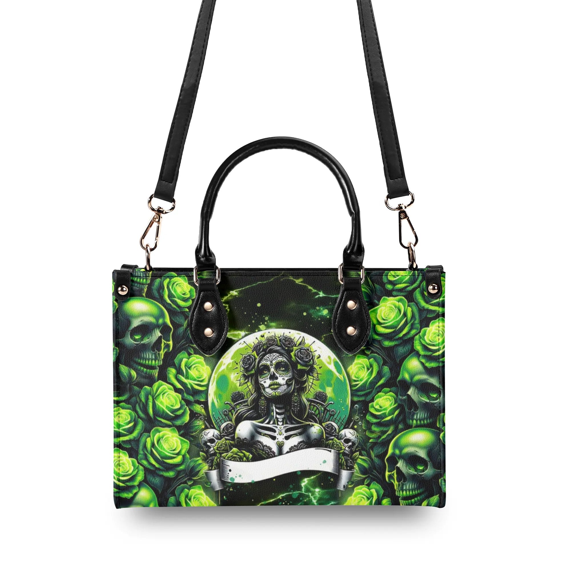 SUGAR SKULL ROSE LEATHER HANDBAG - TLNT3105244