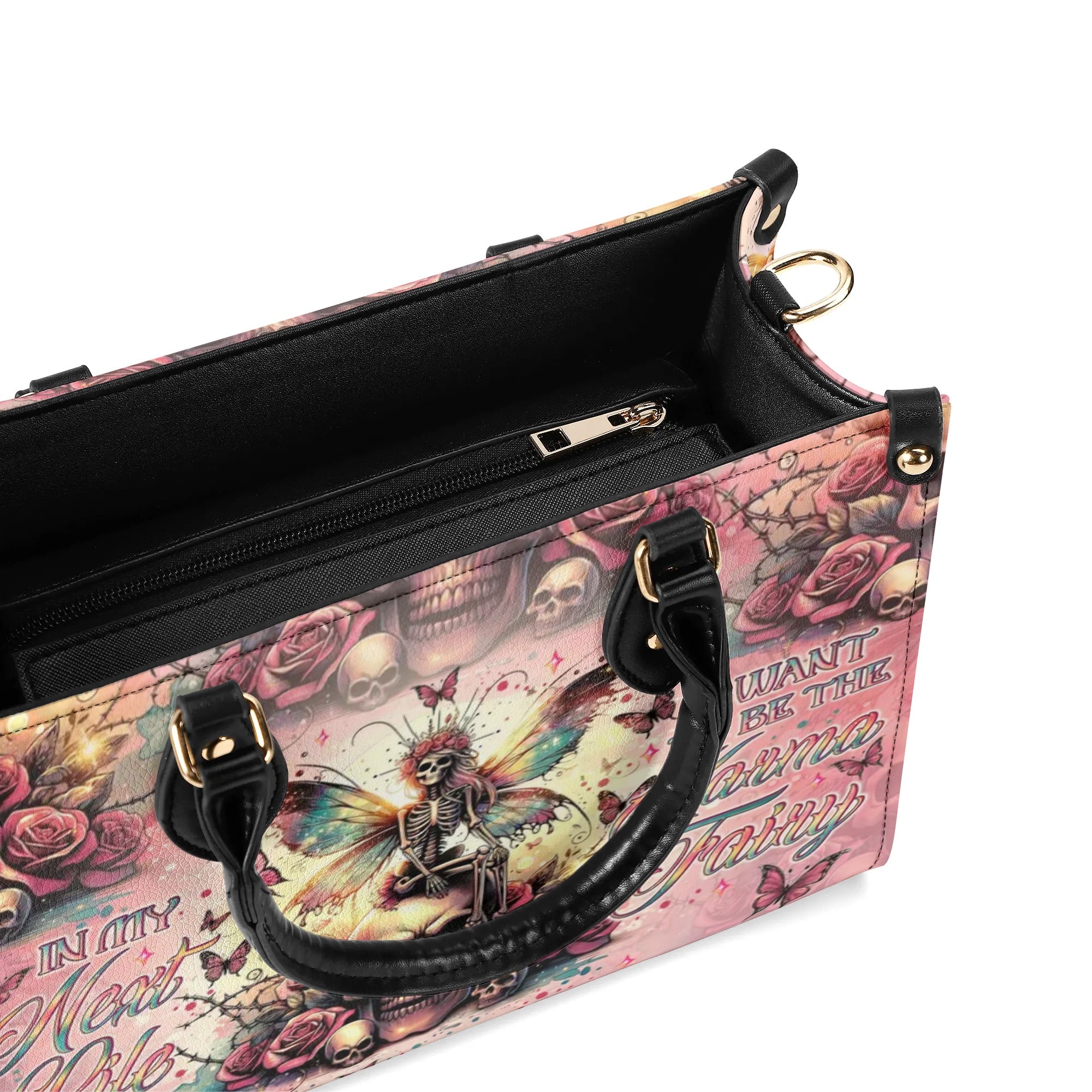 KARMA FAIRY SKELETON SKULL LEATHER HANDBAG - TLNO2905242