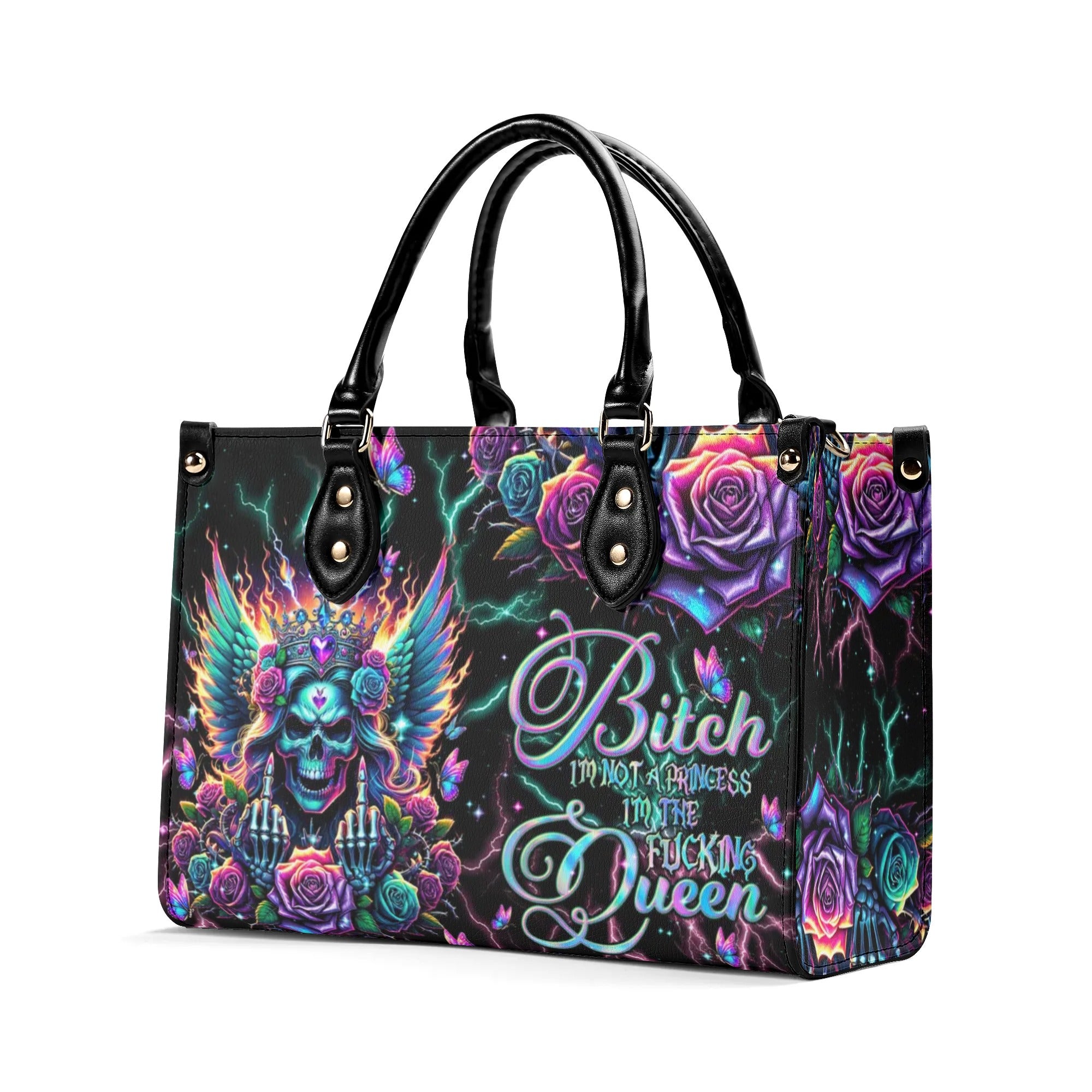 I'M THE FKING QUEEN SKULL LEATHER HANDBAG - TLNT2705244