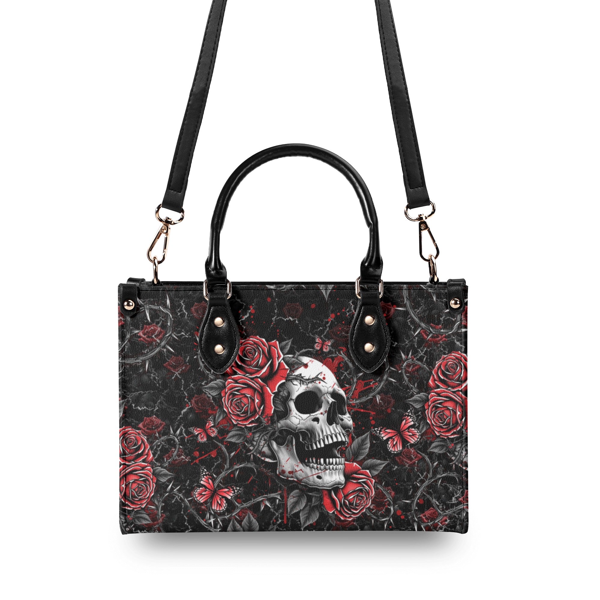 SKULL ROSES LEATHER HANDBAG - YHHG1811244