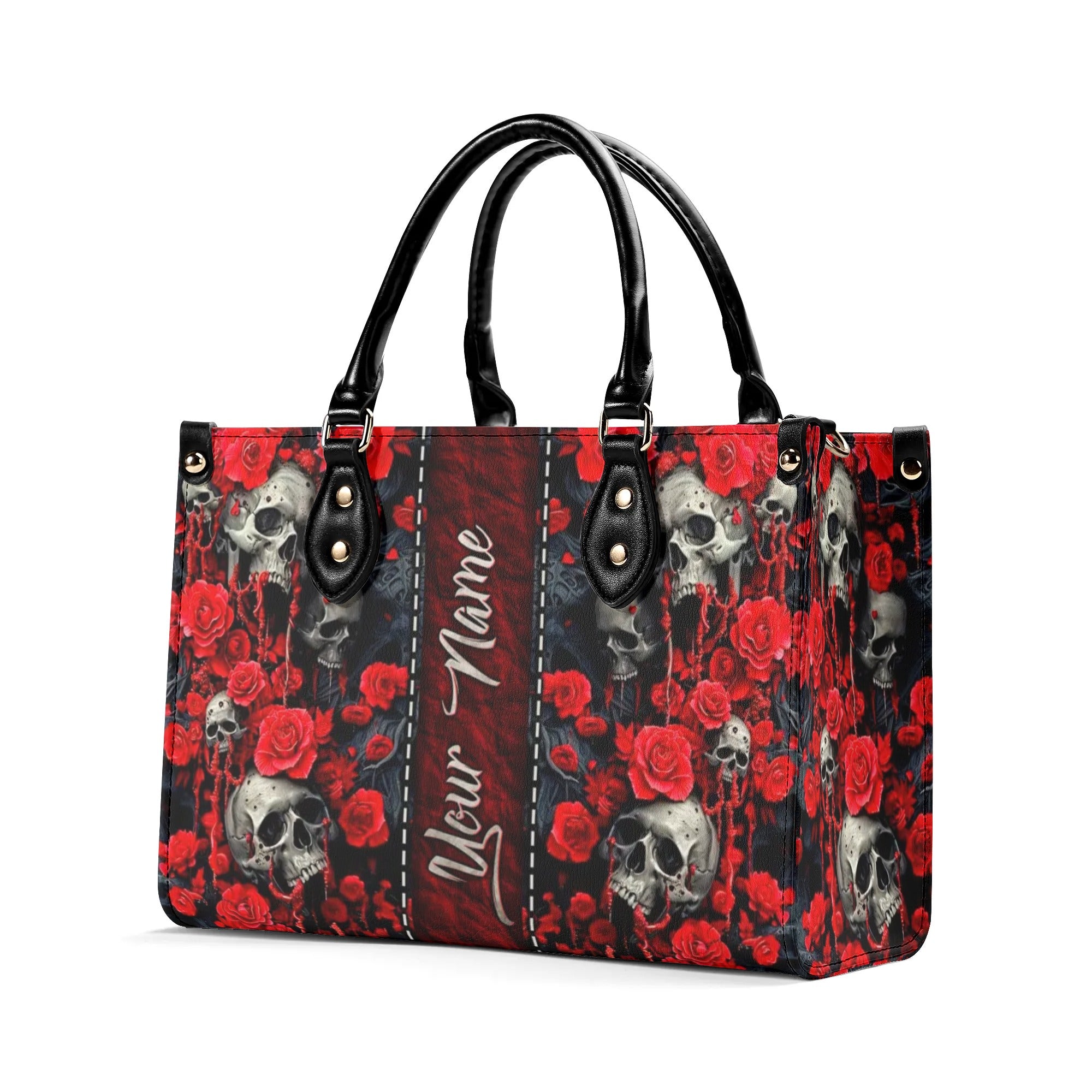 SKULL ROSES LEATHER HANDBAG - TLNZ3009243