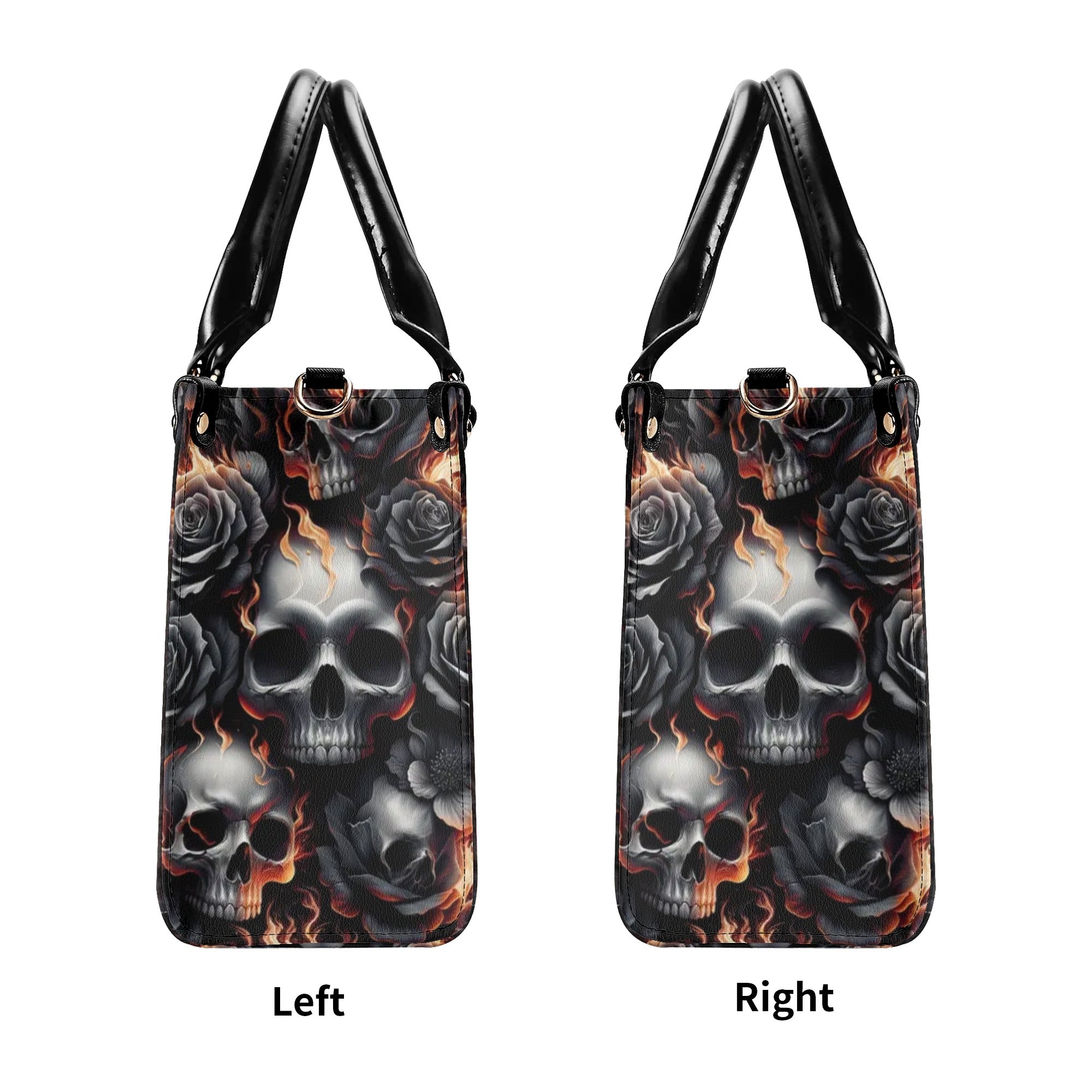 HELLO DARKNESS MY OLD FRIEND SKULL ROSE FIRE LEATHER HANDBAG - TLNZ1206245