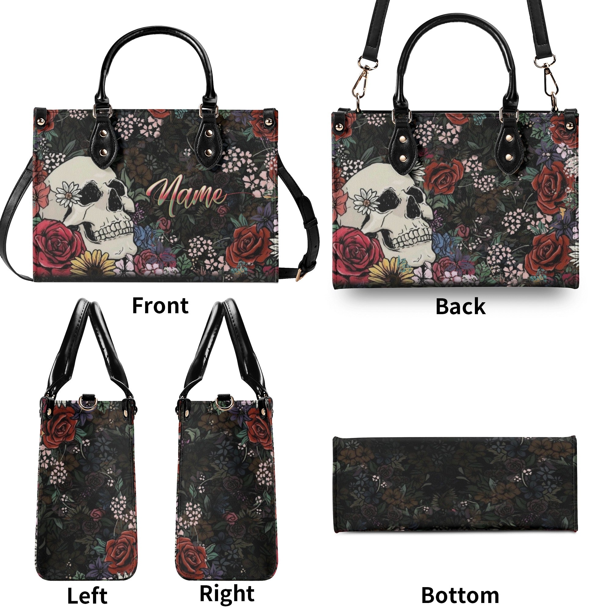 SKULL FLOWER LEATHER HANDBAG - YHLN2911244