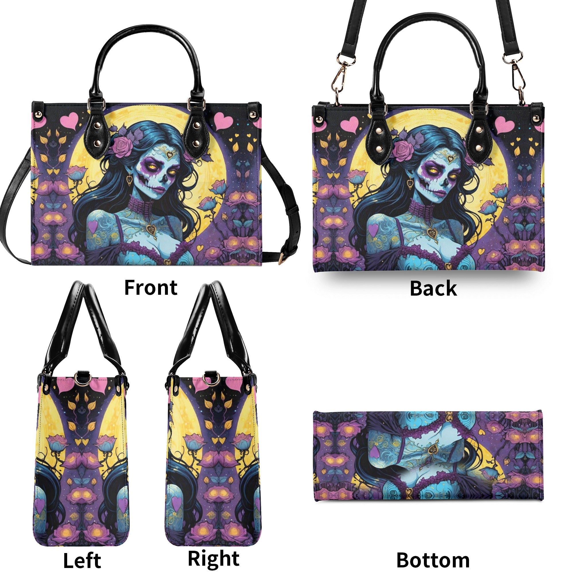 SUGAR SKULL LADY LEATHER HANDBAG - YHLT2012244