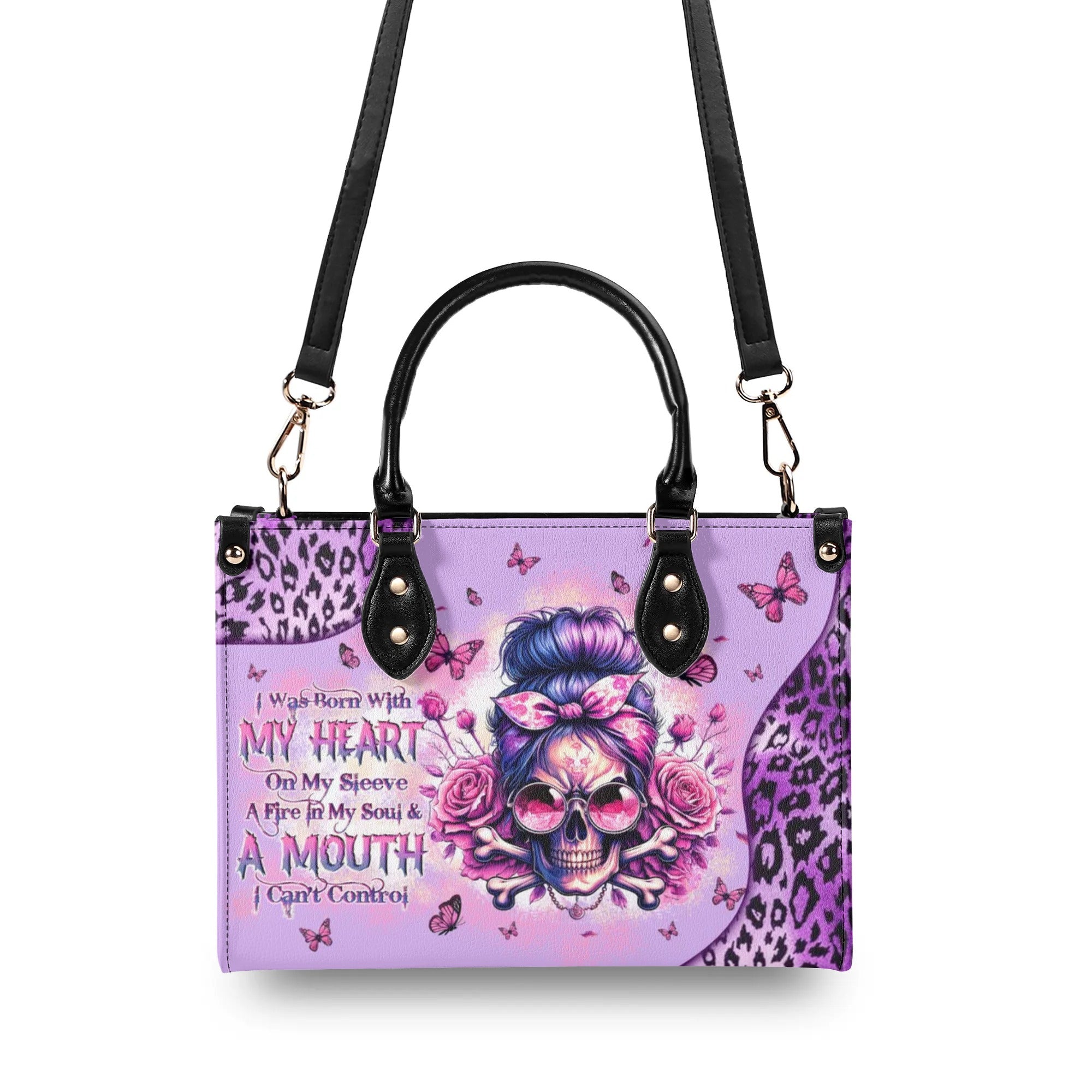 A MOUTH I CAN'T CONTROL MESSY BUN SKULL LEATHER HANDBAG - TLTW2705242