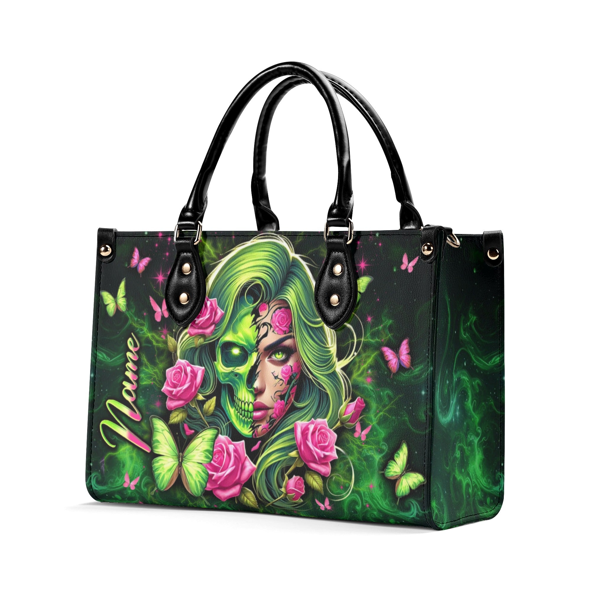 SKULL LADY ROSE LEATHER HANDBAG - YHLN1712245