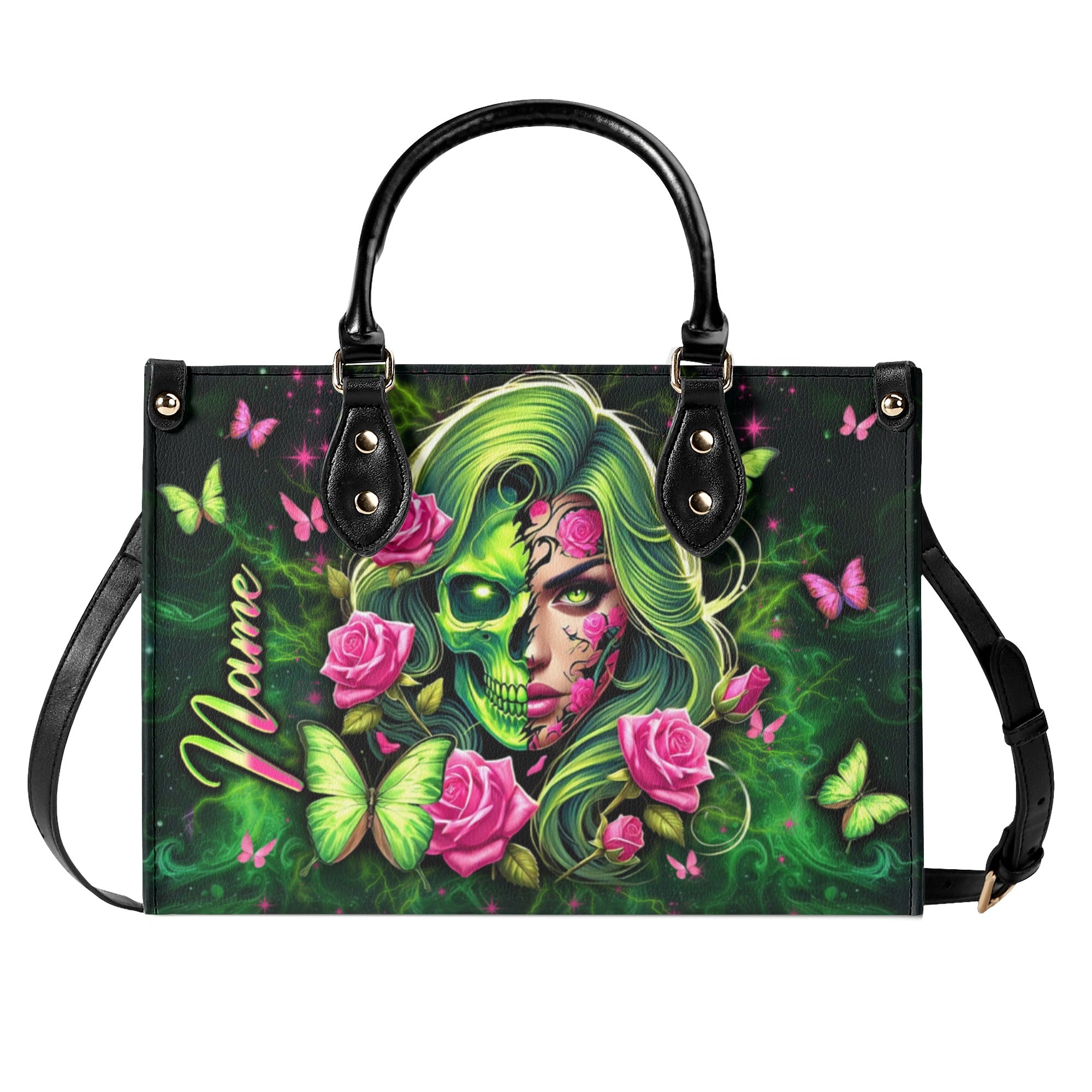 SKULL LADY ROSE LEATHER HANDBAG - YHLN1712245