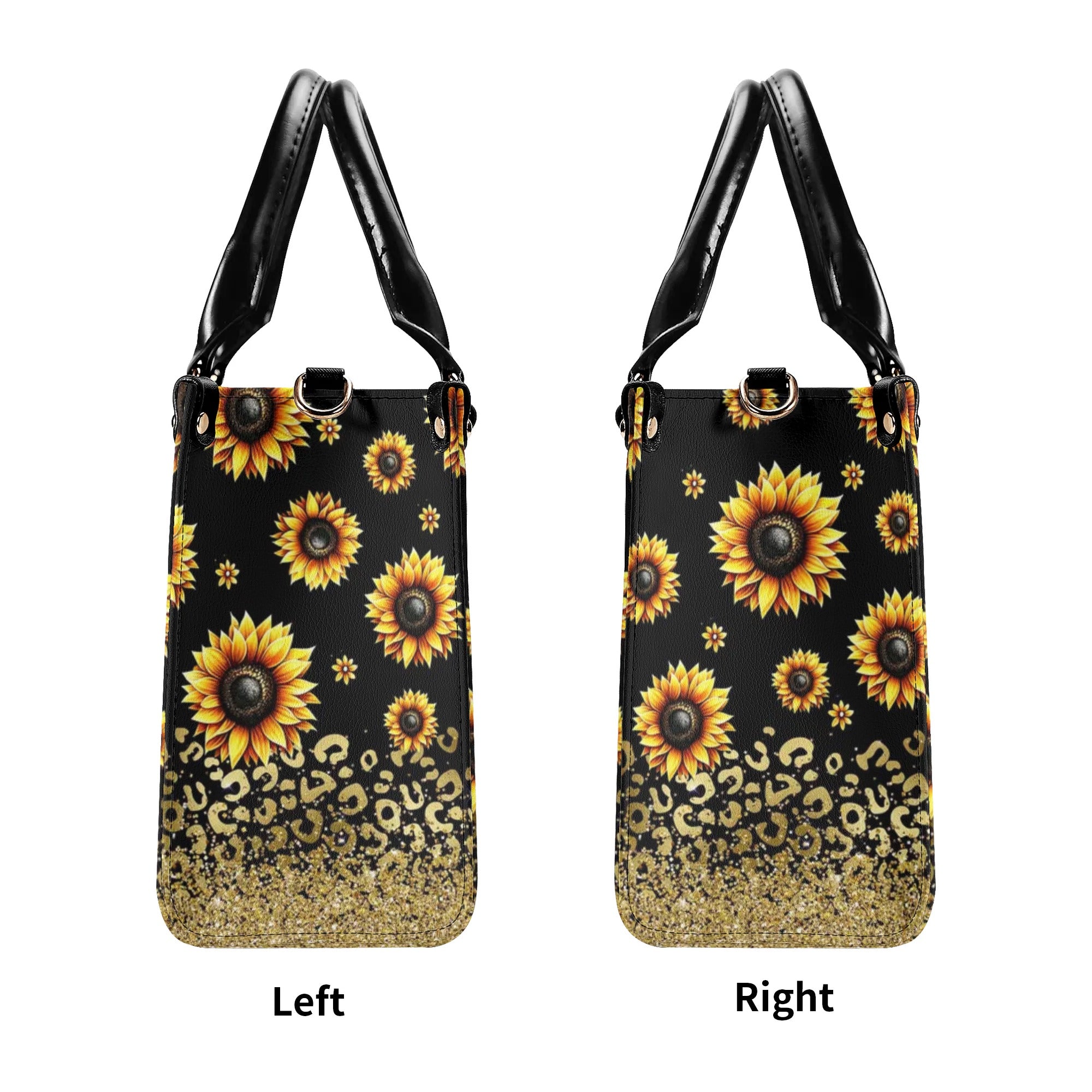 MOM LIFE MESSY BUN SUNFLOWER LEOPARD LEATHER HANDBAG - TLTW0706241