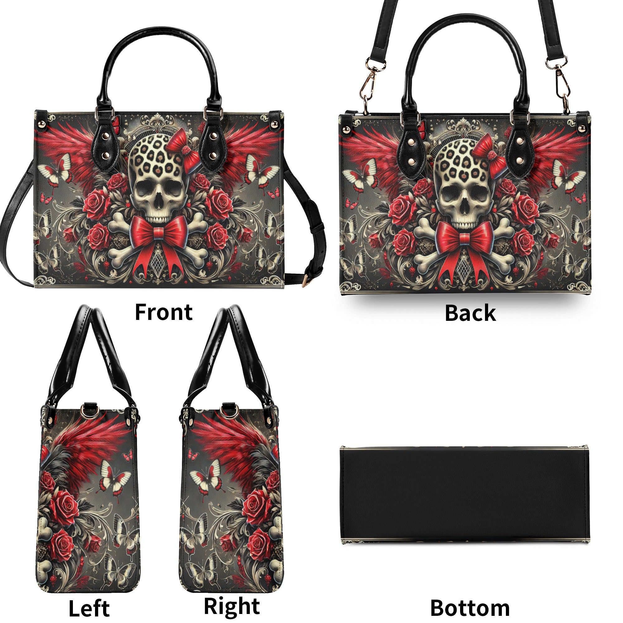 SKULL WITH WINGS LEATHER HANDBAG  - TLNO0503253