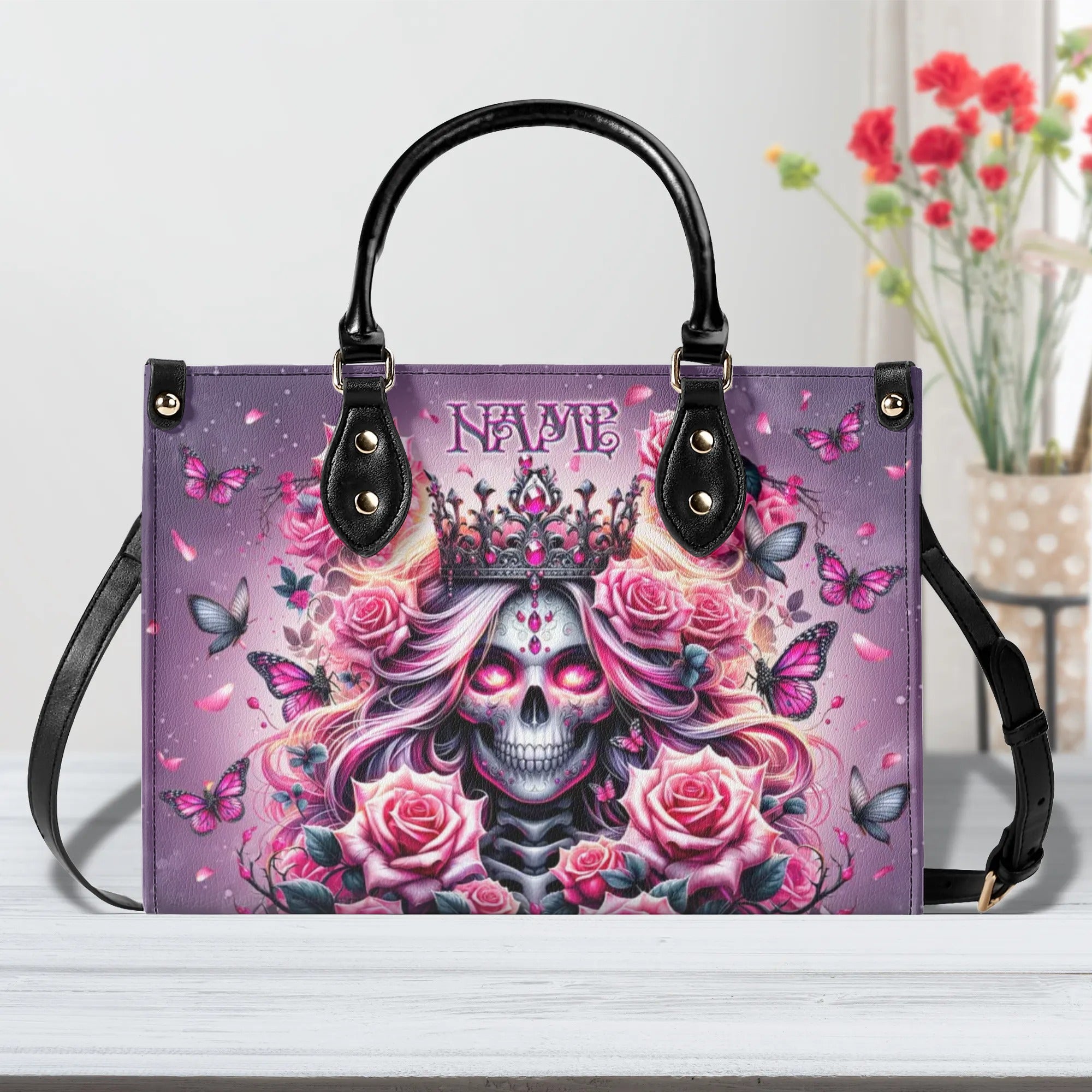 SKULL QUEEN LEATHER HANDBAG - TLNO1306242