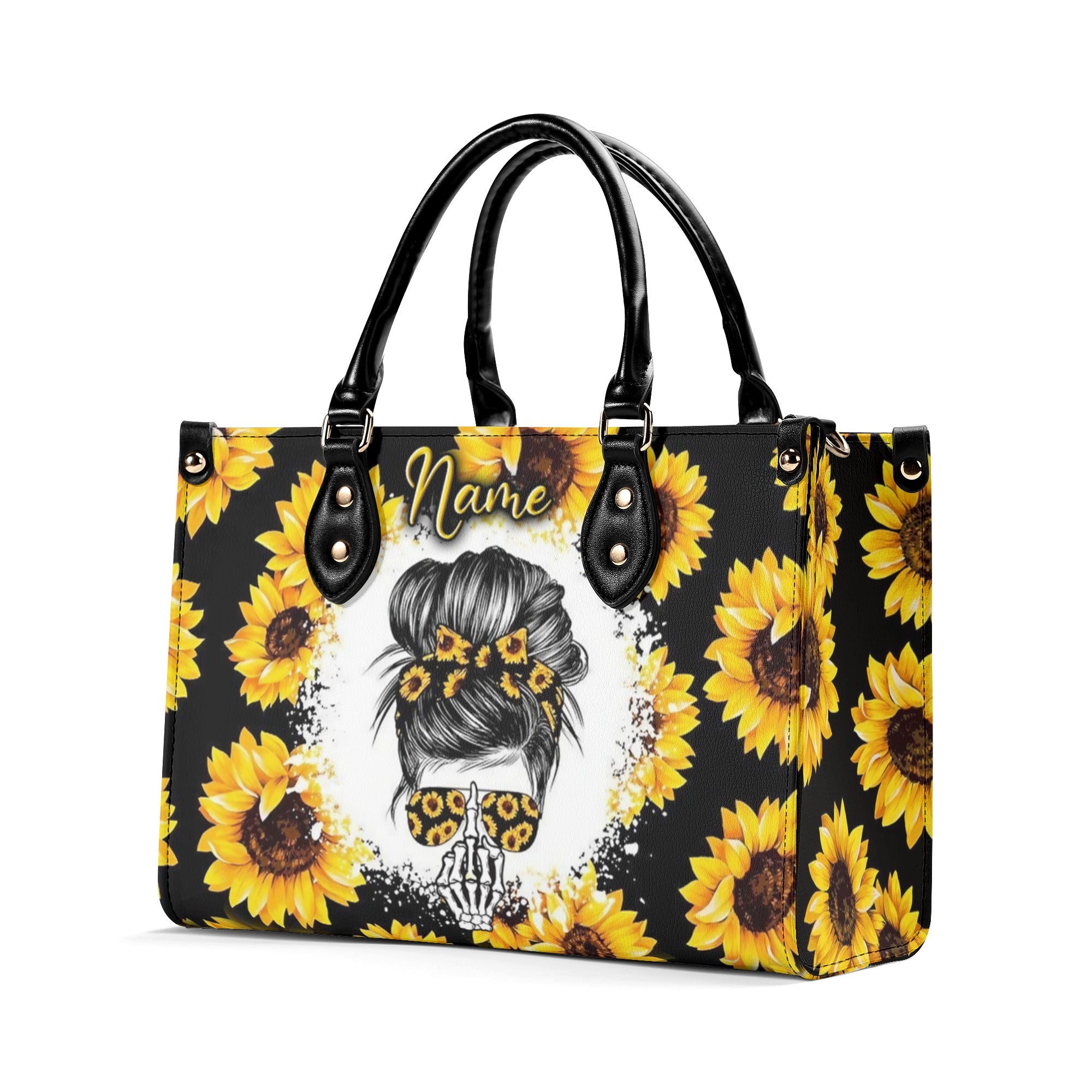 MESSYBUN SKULL SUNFLOWER LEATHER HANDBAG - YHLN2111244