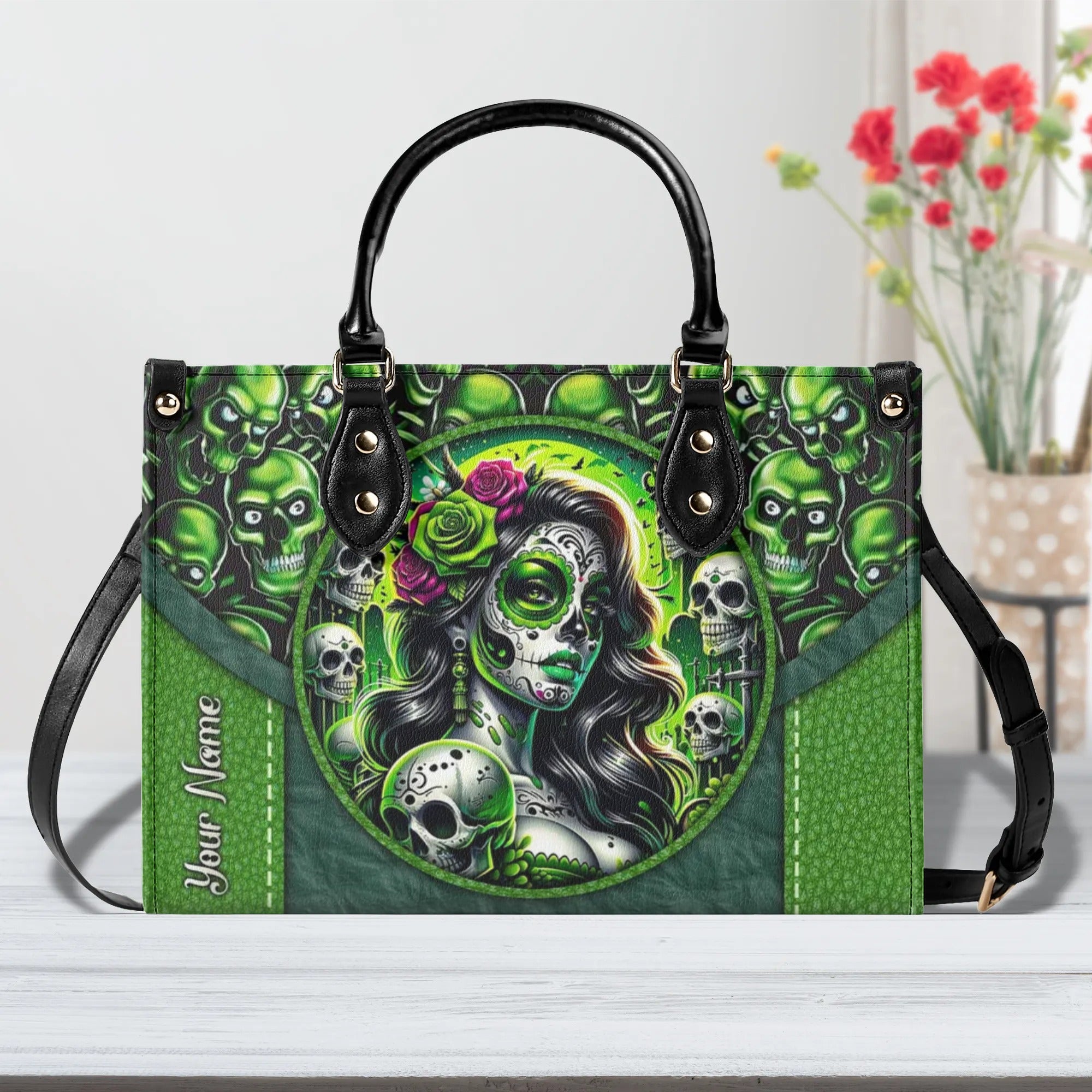 SUGAR SKULL LEATHER HANDBAG - TLNZ2905244